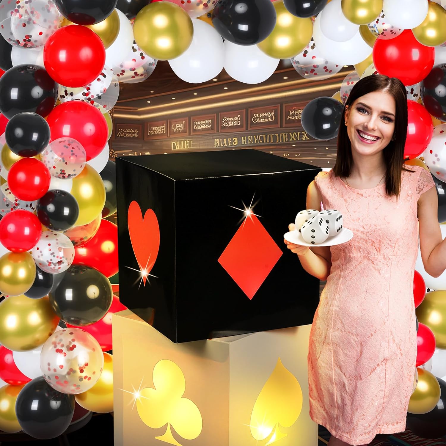 12 Piece Casino Favor Boxes with String Lights