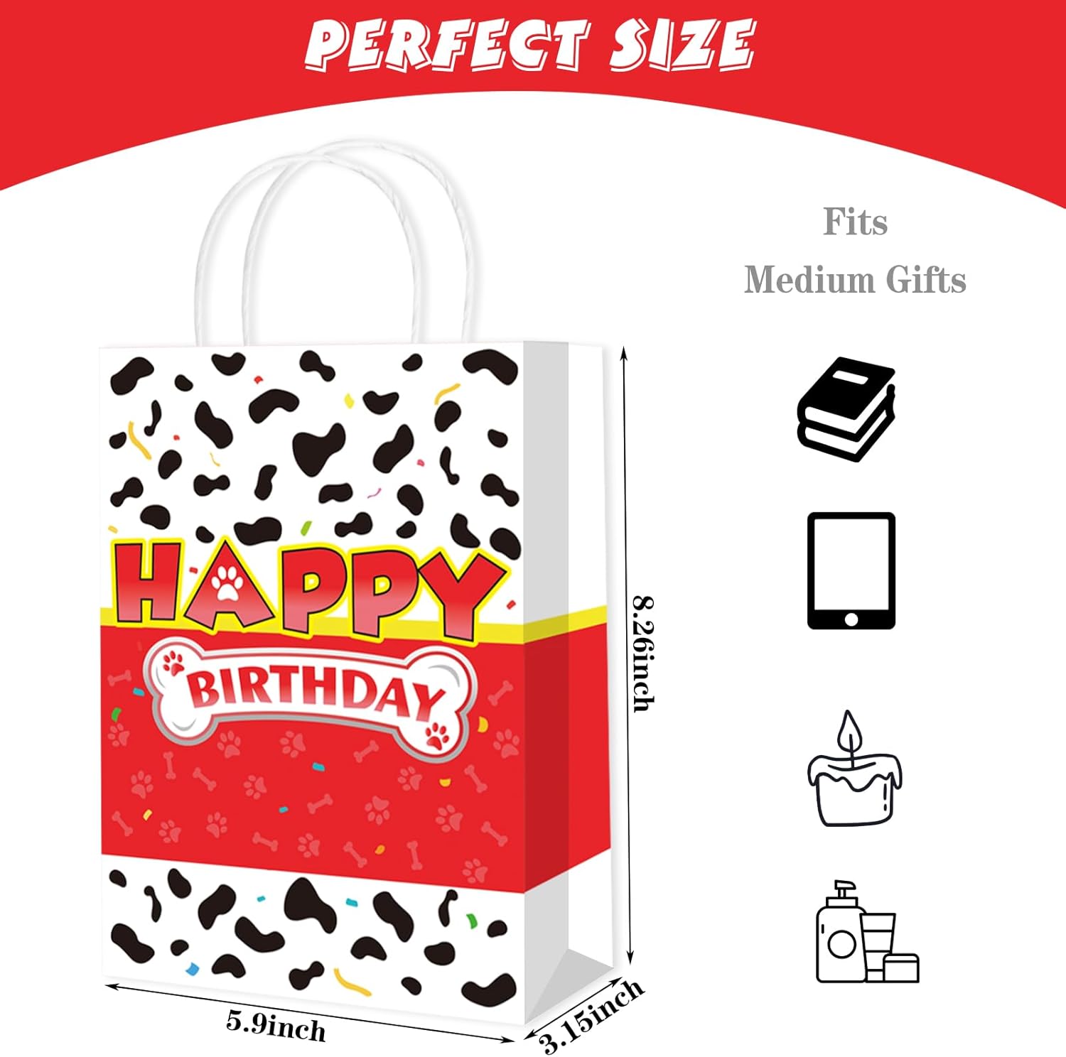 16 Pack Cartoon Dog Paw Gift Bags with Tissue Paper