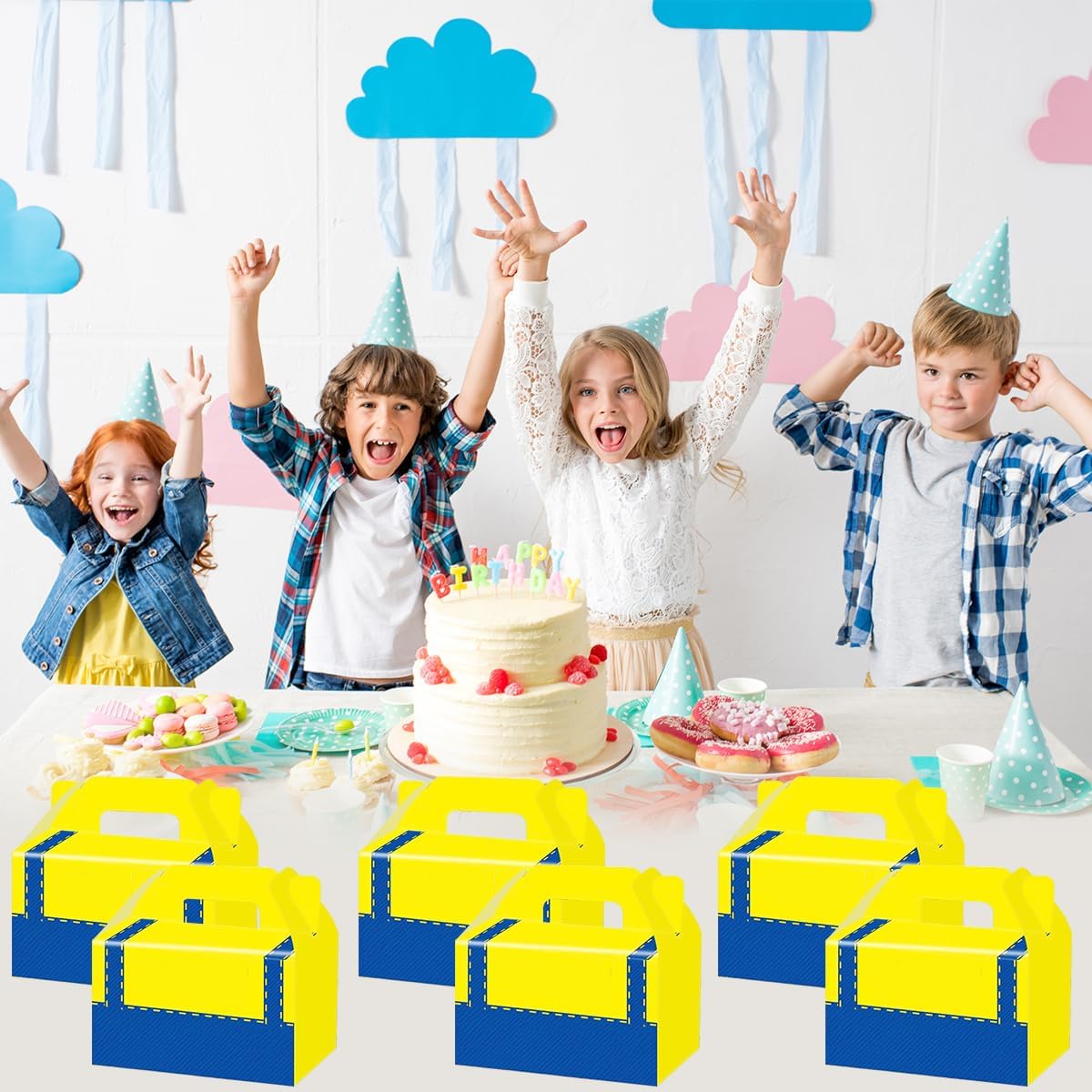 SHONHONG Yellow Cartoon Gift Boxes for Birthday Parties
