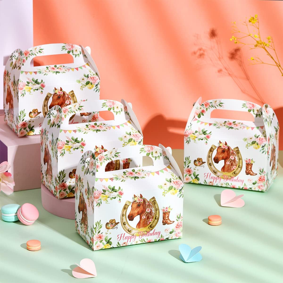 Fangleland 12Pcs Horse Party Favor Boxes for Birthday Supplies
