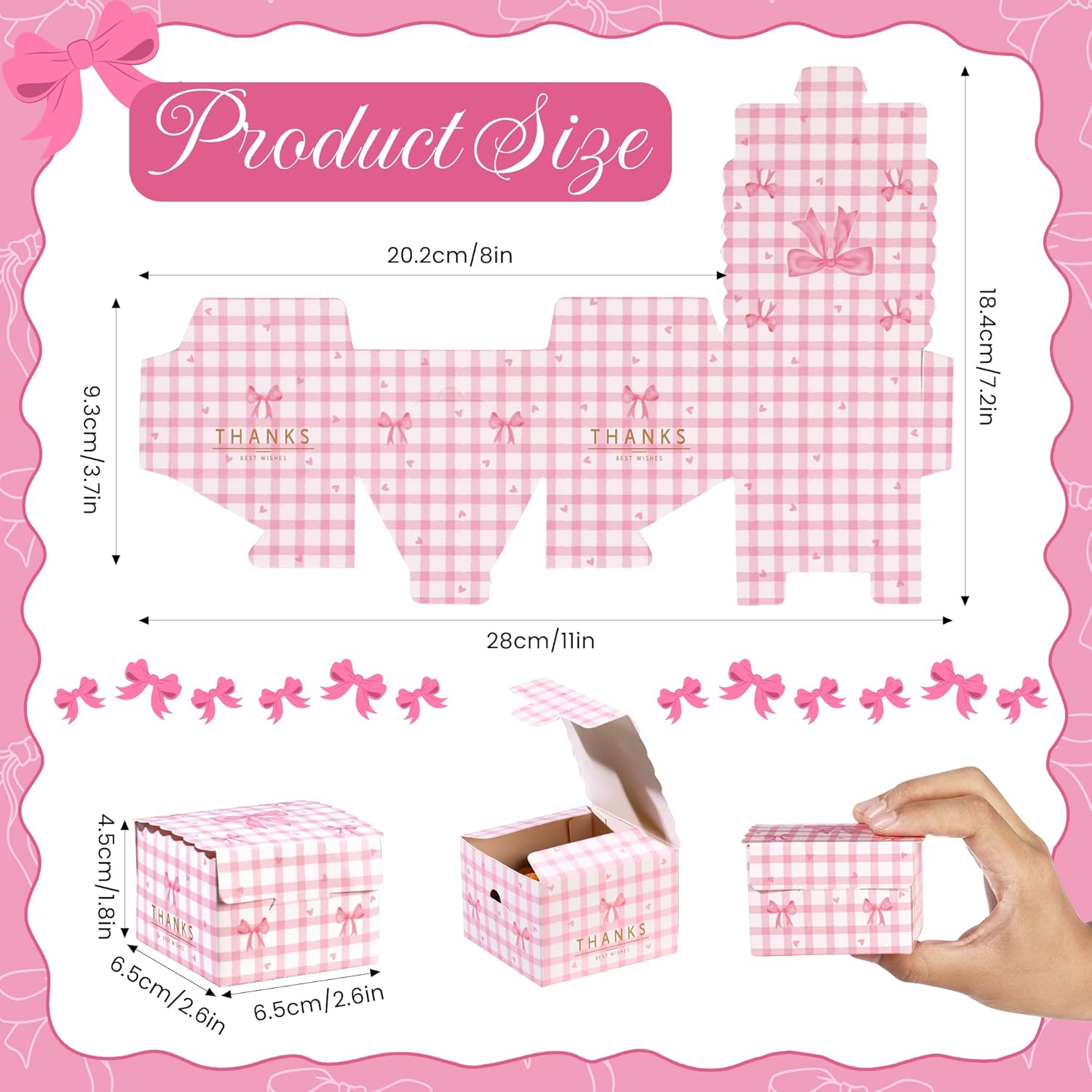 Glavatrix 50pcs Mini Pink Bow Candy Gift Boxes