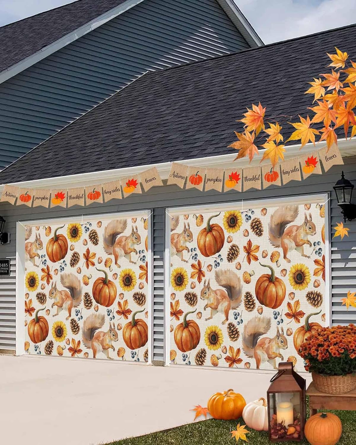 Fall Garage Door Banner Cover 7x8 ft Decor
