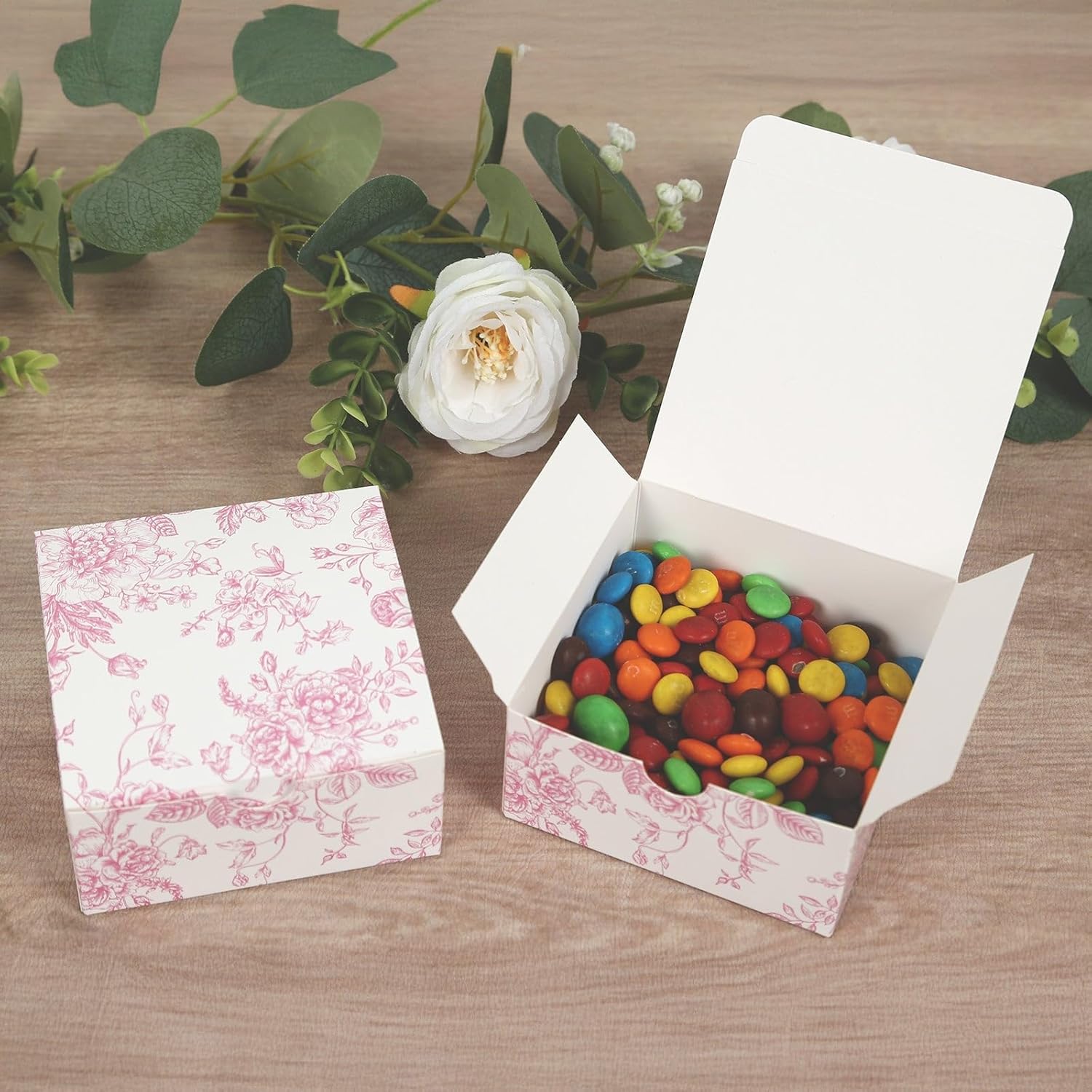 Efavormart 25 Pack Matte Pink White Gift Boxes