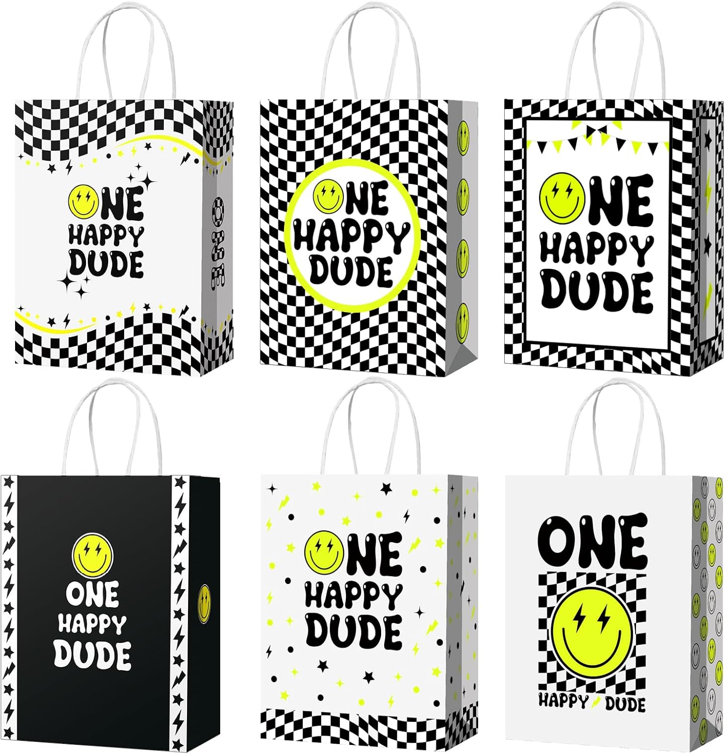 Yeaqee 24 Pcs Happy Dude Gift Bags with Handle