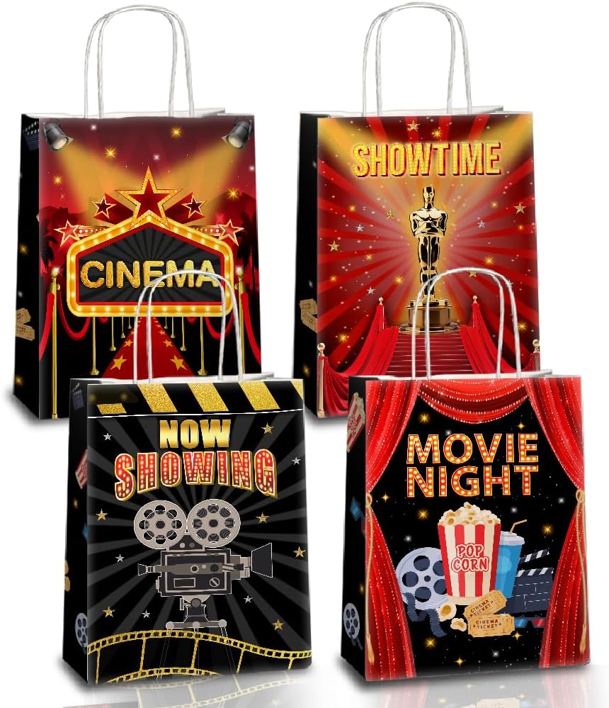 JOYGATHER 24 Pcs Movies Night Party Favor Bags with Handles