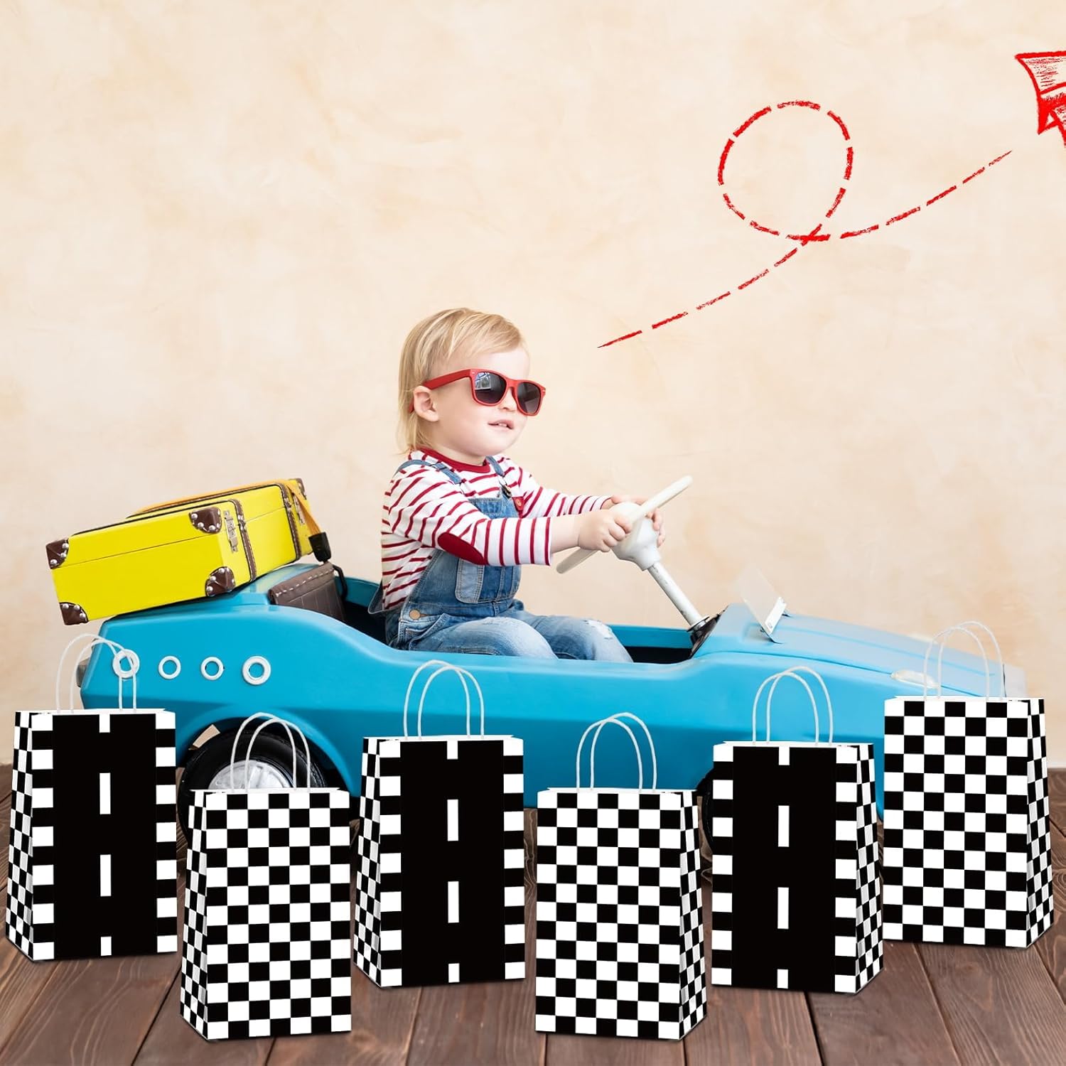 Qyeahkj 16Pcs Racing Car Gift Bags with Handles