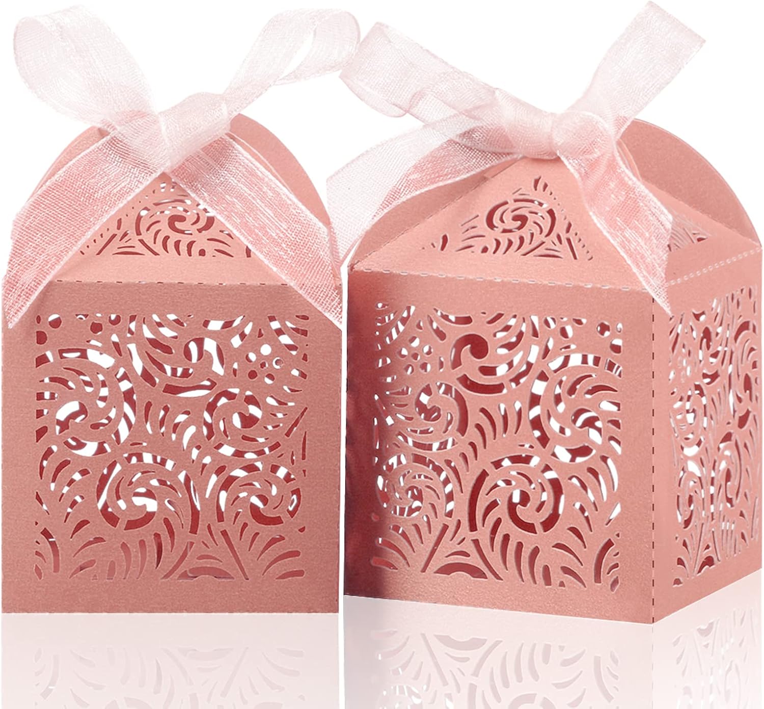 COTOPHER 100Pcs Laser Cut Pink Favor Boxes