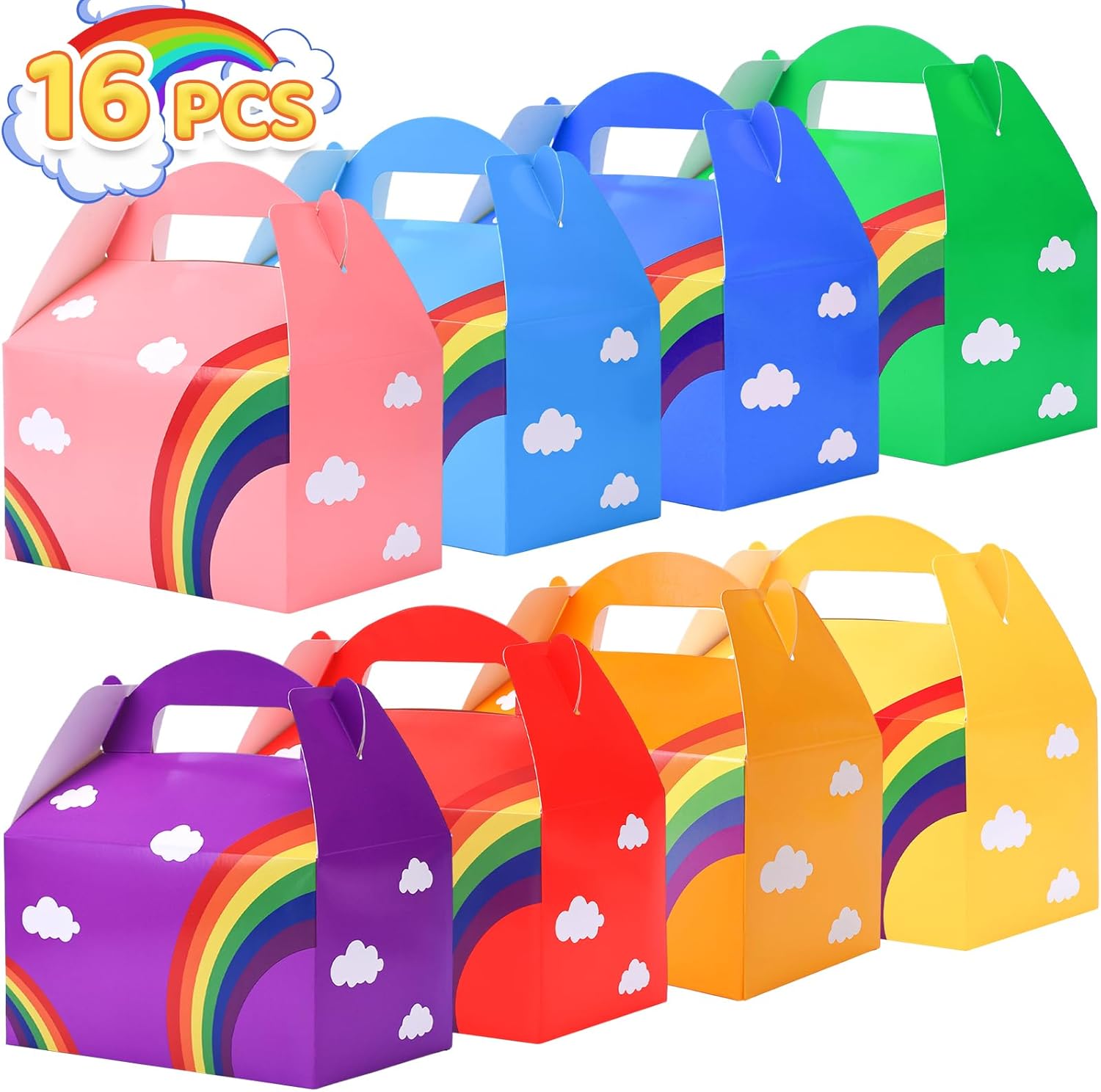 JOHOUSE 16PCS Rainbow Party Favor Boxes