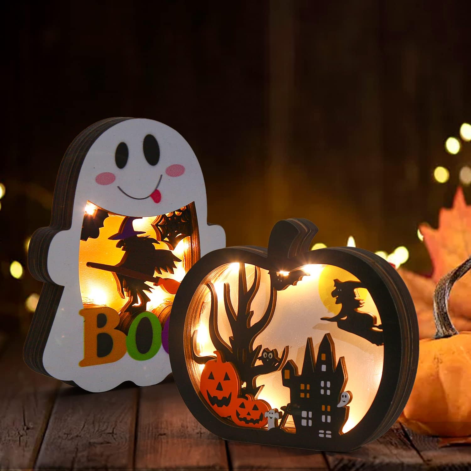 SULOLI Halloween Lighted Pumpkin and Ghost Decorations