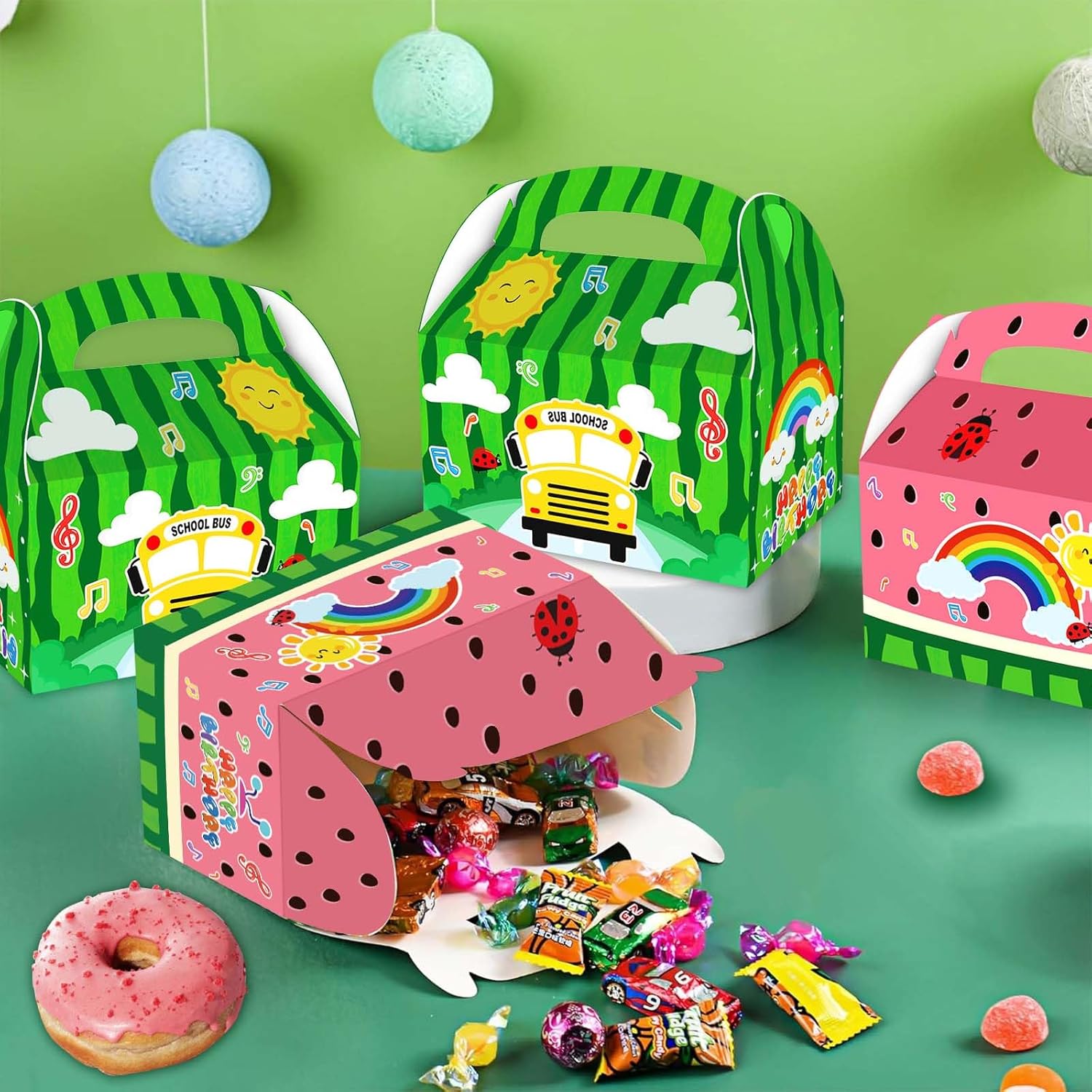 16 Pcs Cartoon School Bus Melon Party Favors
