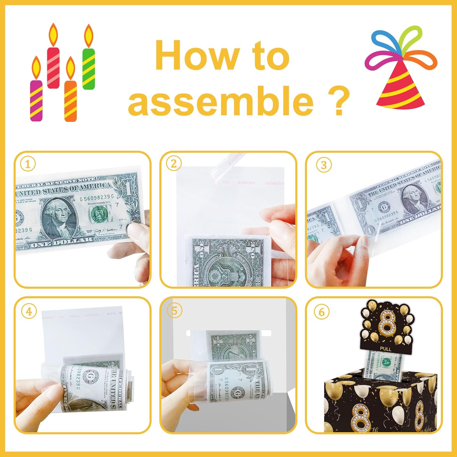 8th Birthday Money Gift Box with 35PCS Decorations