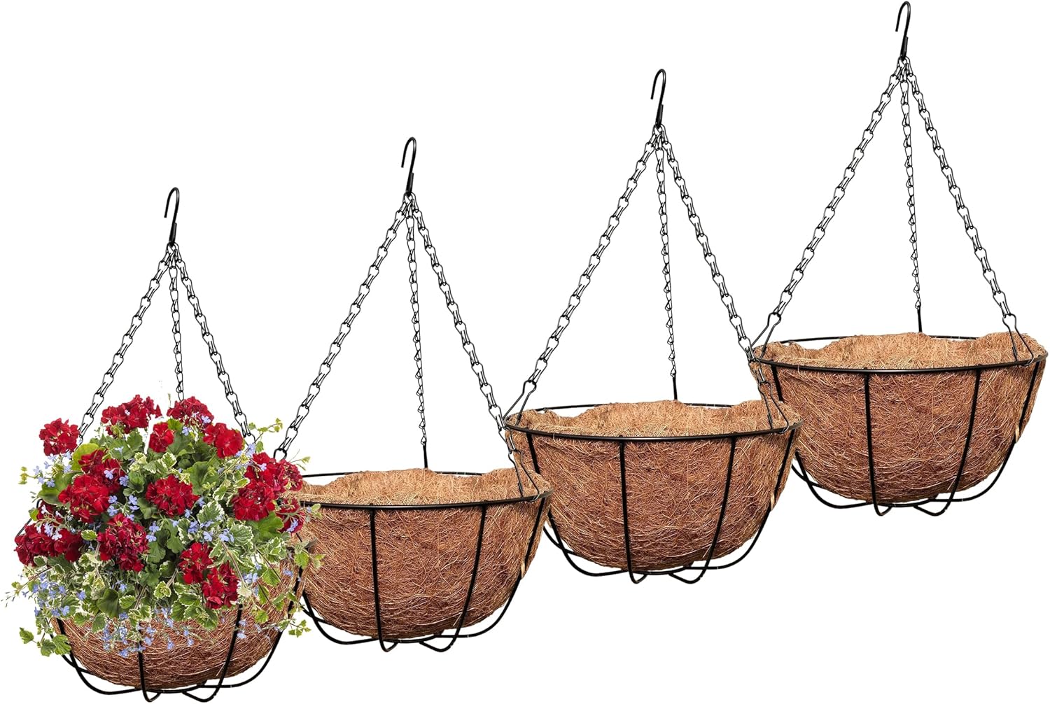 MTB Supply 14 Inch Hanging Planters with Coco Liner Pack of 4