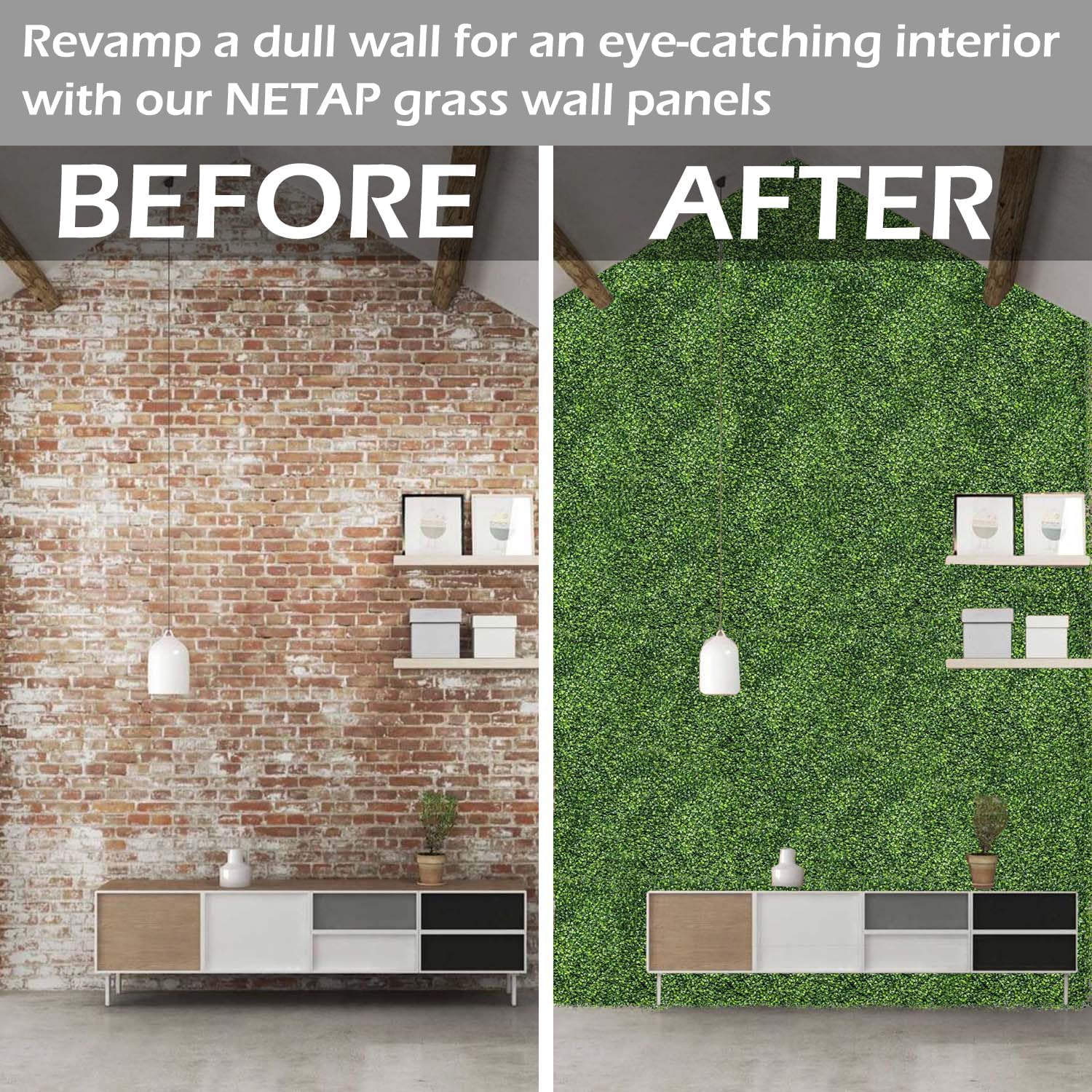NETAP Artificial Boxwood Wall Panels 10x10 12pc 4-Layer