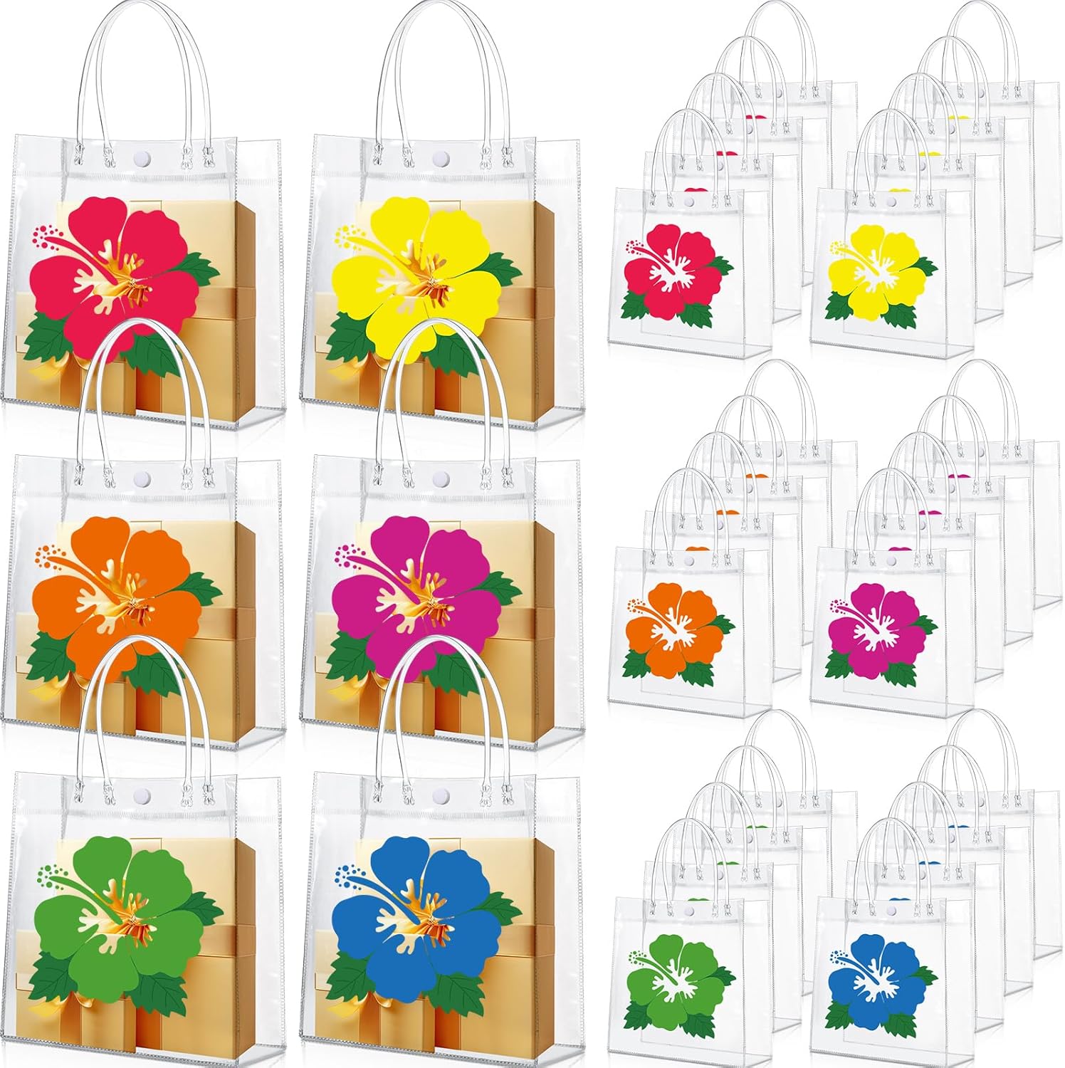 Wesnoy 24 Piece Tropical Luau Gift Bags with Handle