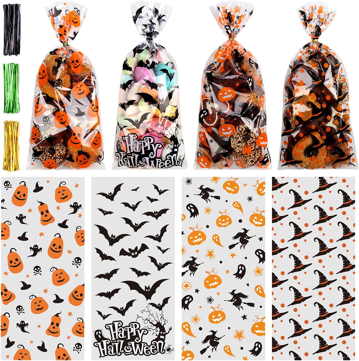 STEFORD Halloween Cellophane Bags 180 PCS