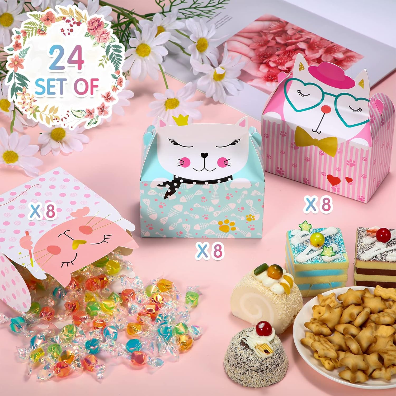 Zonon 24 Pcs Cat Party Favor Boxes