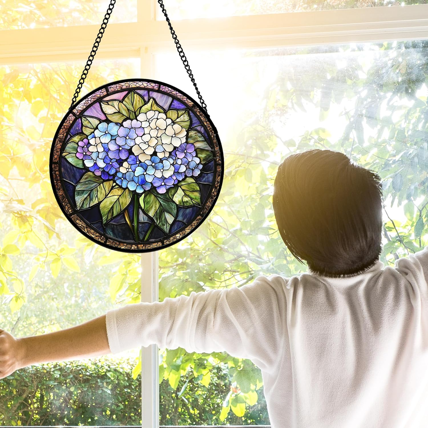DASTOLL Stained Glass Window Hanging 78 in