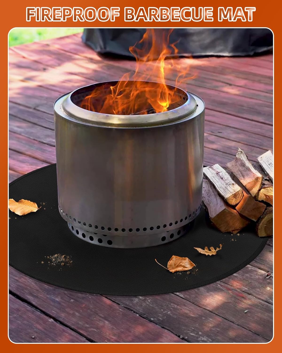 Round BBQ Grill Mat 48 Inch Double-Sided Fireproof Pad