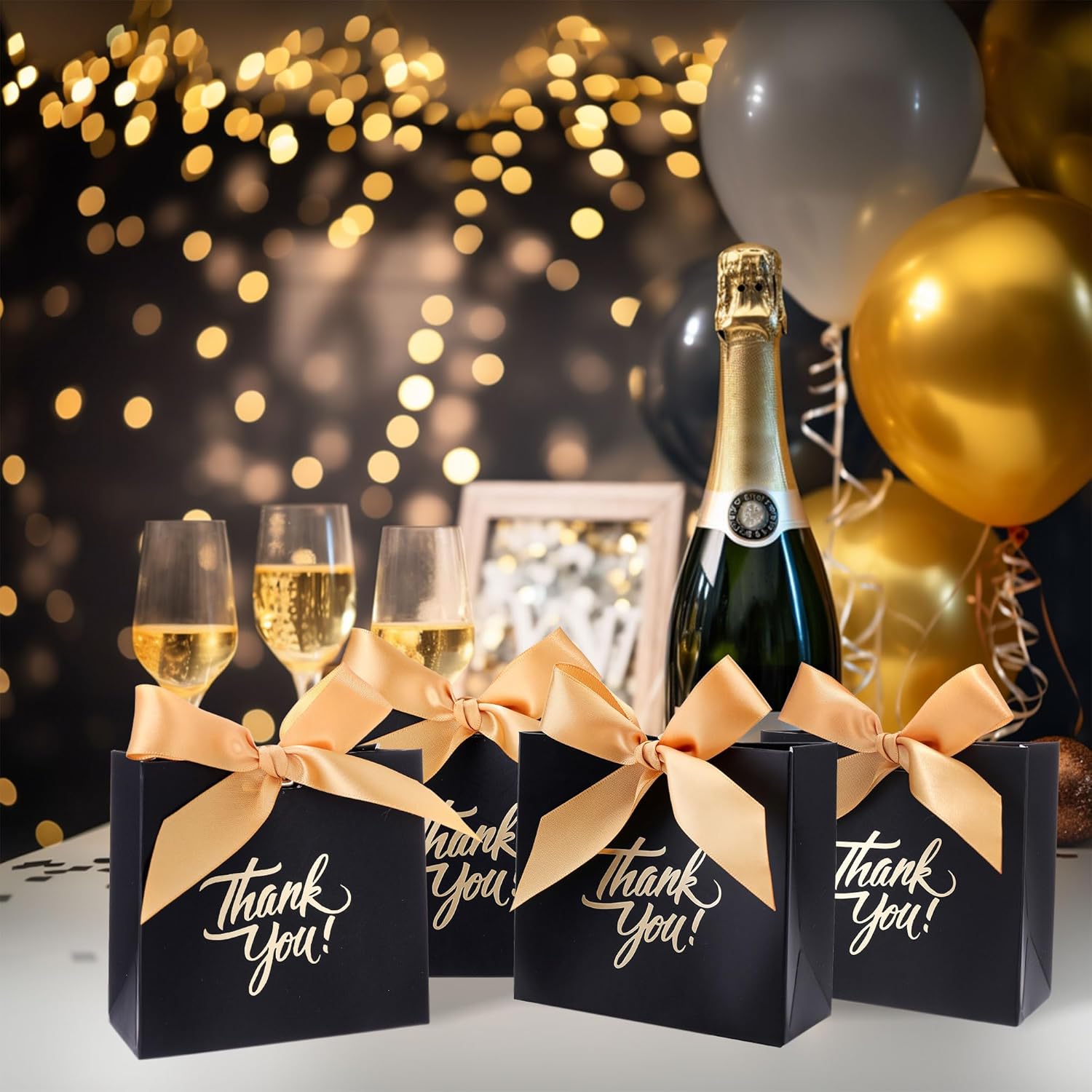Yoption 50 Pcs Wedding Favor Boxes with Gold Bow