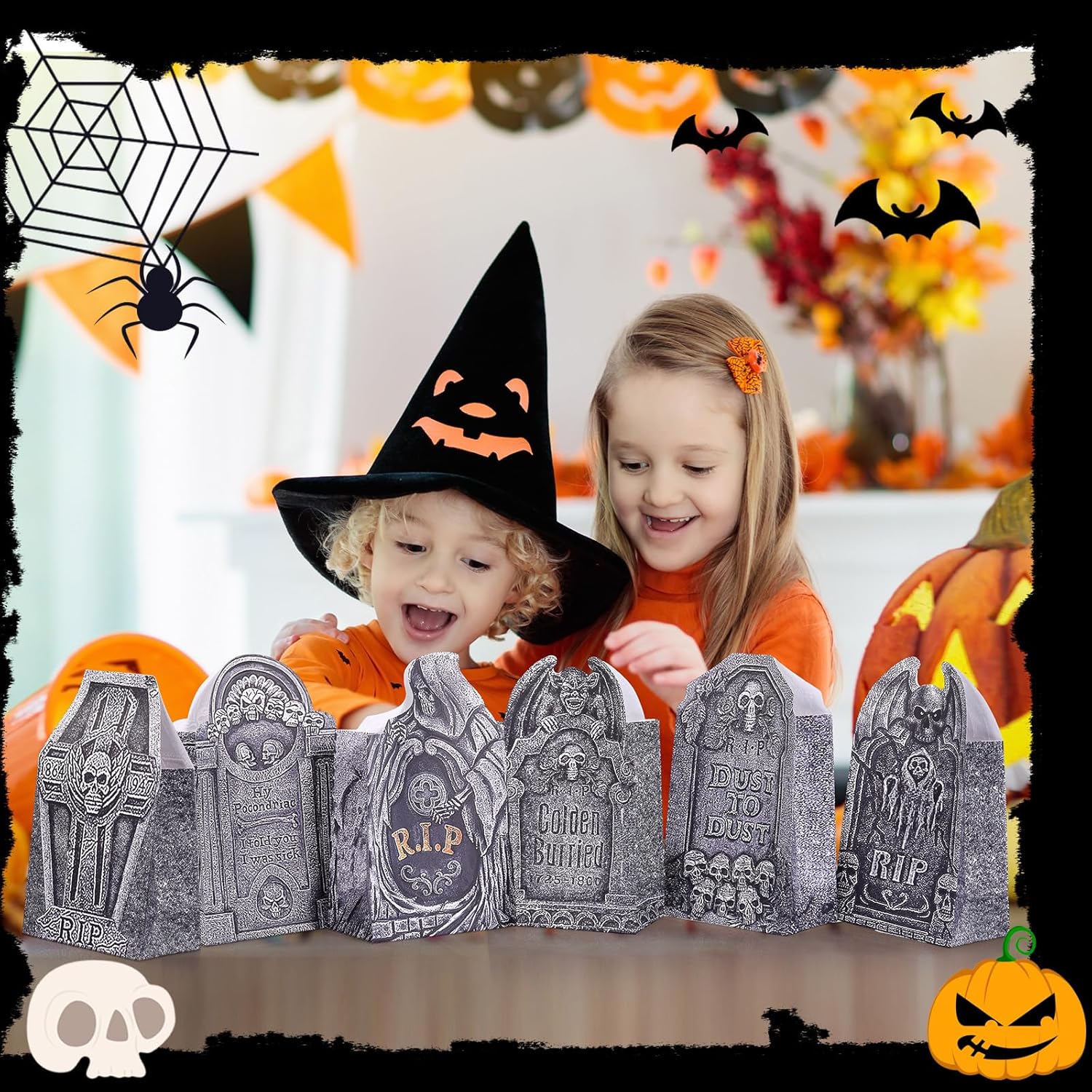 Yeaqee 48 Halloween Tombstone Candy Bags Ghost Design