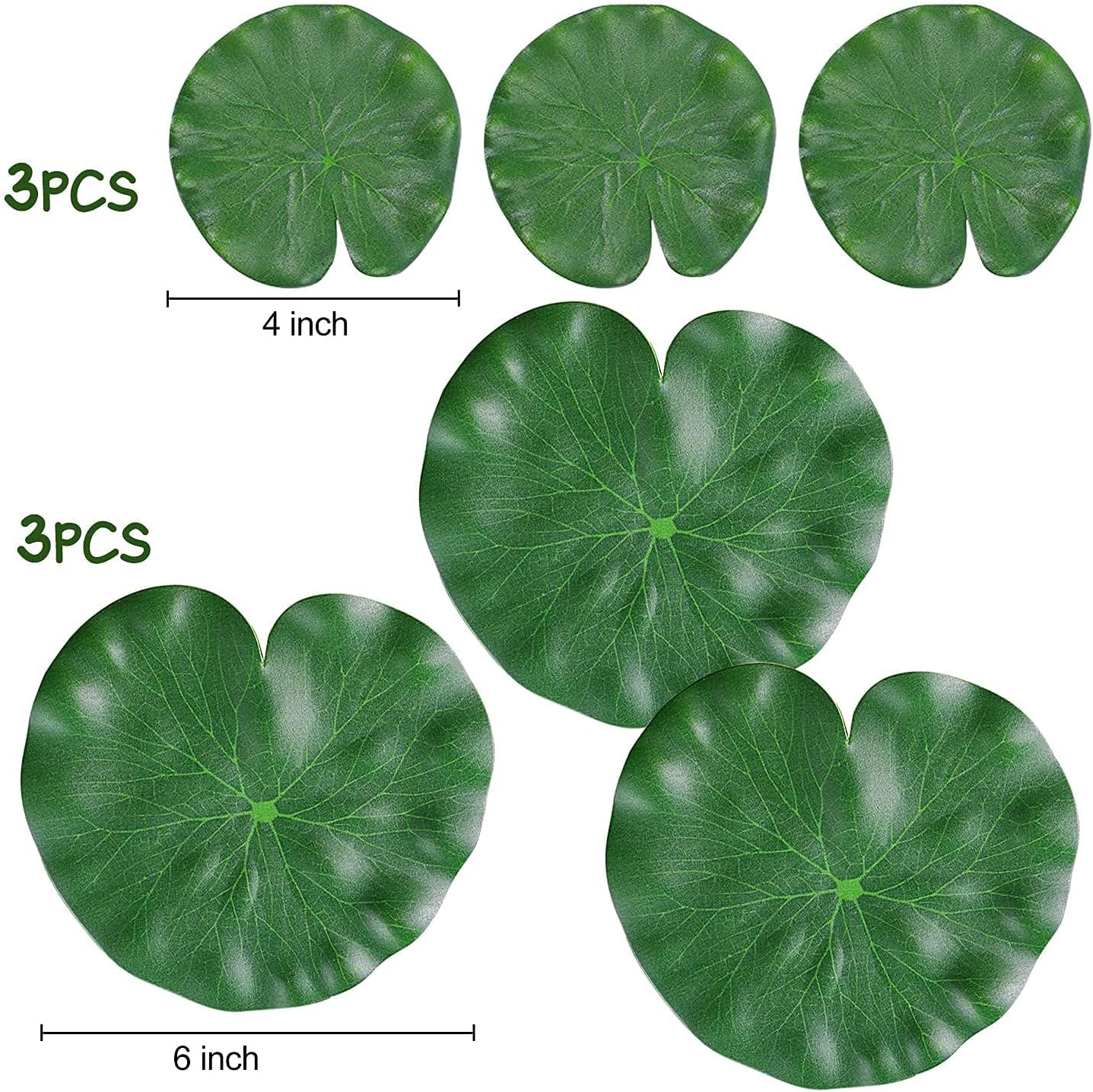 WhistenFla Floating Lily Pads 6Pcs Artificial Pond Decor
