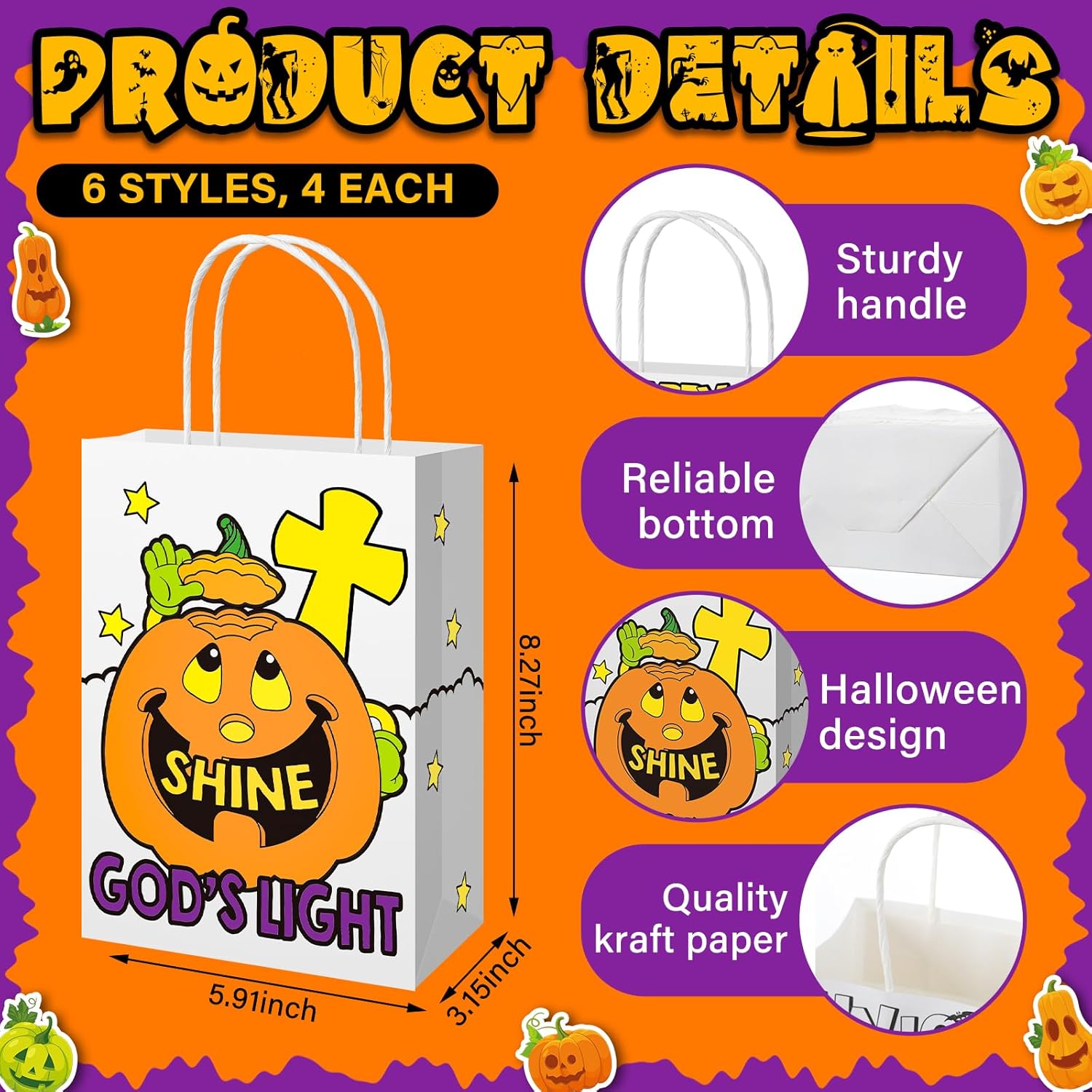 Zhanmai 24 Piece Halloween Gift Bags with Handle