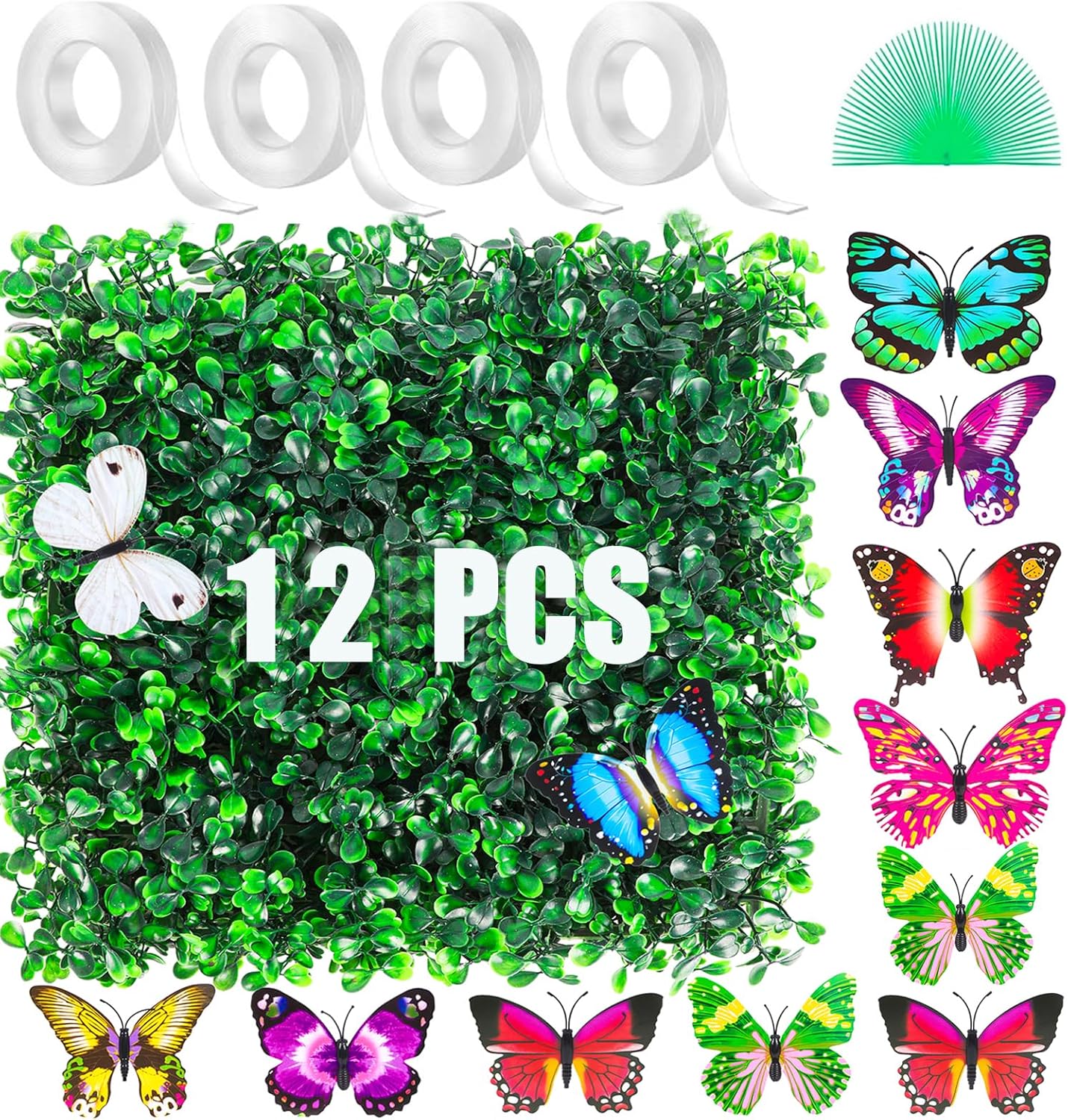 SunnySmile 12-Piece Artificial Grass Wall Panels with Double Sided Tape