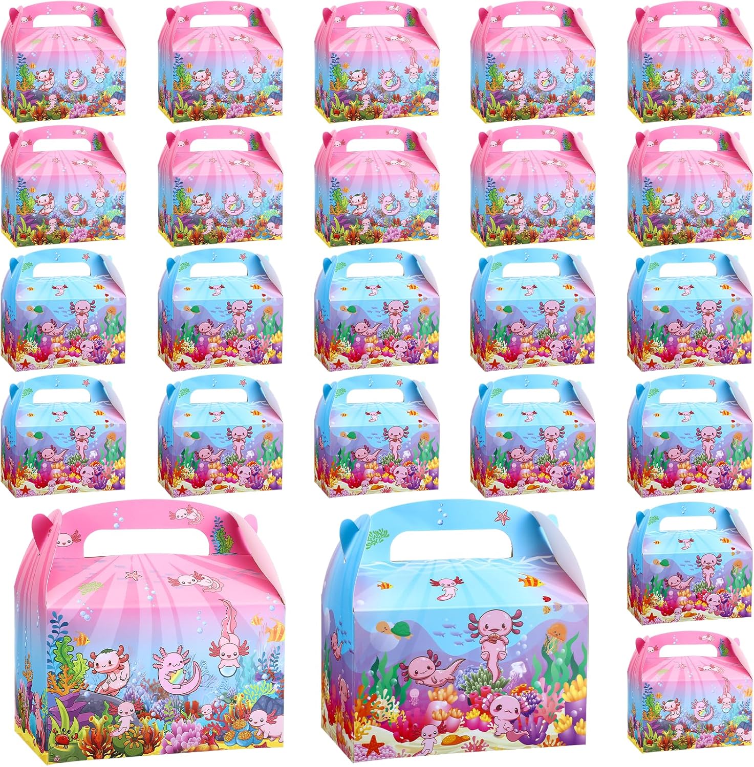 Neptniopllab 24 Piece Axolotl Favor Boxes