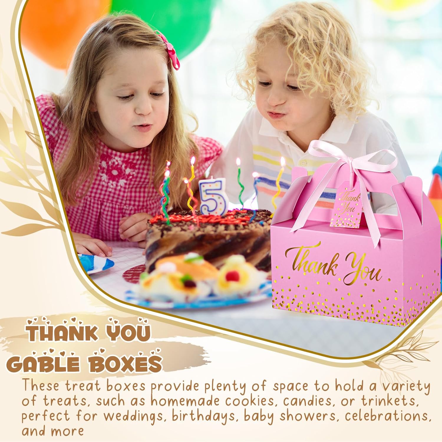 Qilery 24 Thank You Treat Boxes with Card and Ribbon