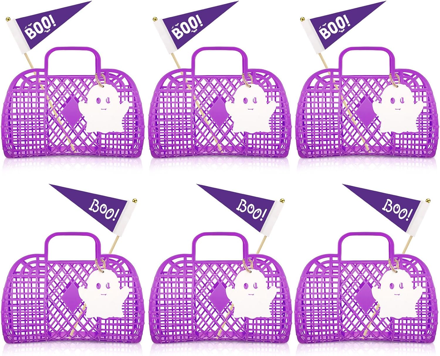 Gerrii 6 Pcs Halloween Boo Basket Treat Bags Party Favor