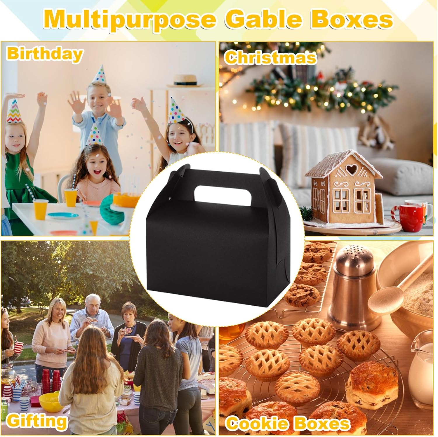 MUXHEL 50 Pcs Black Treat Boxes for Parties