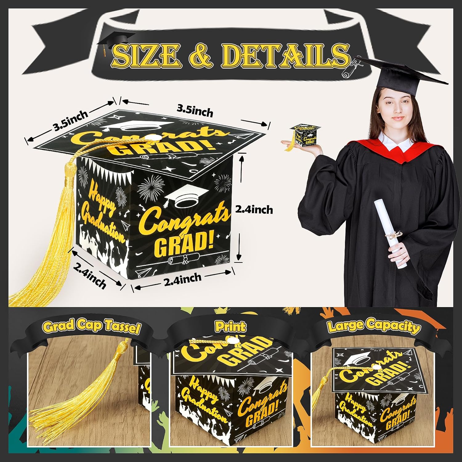 KPOSIYA Graduation Cap Gift Boxes with Tassel 32pcs 1
