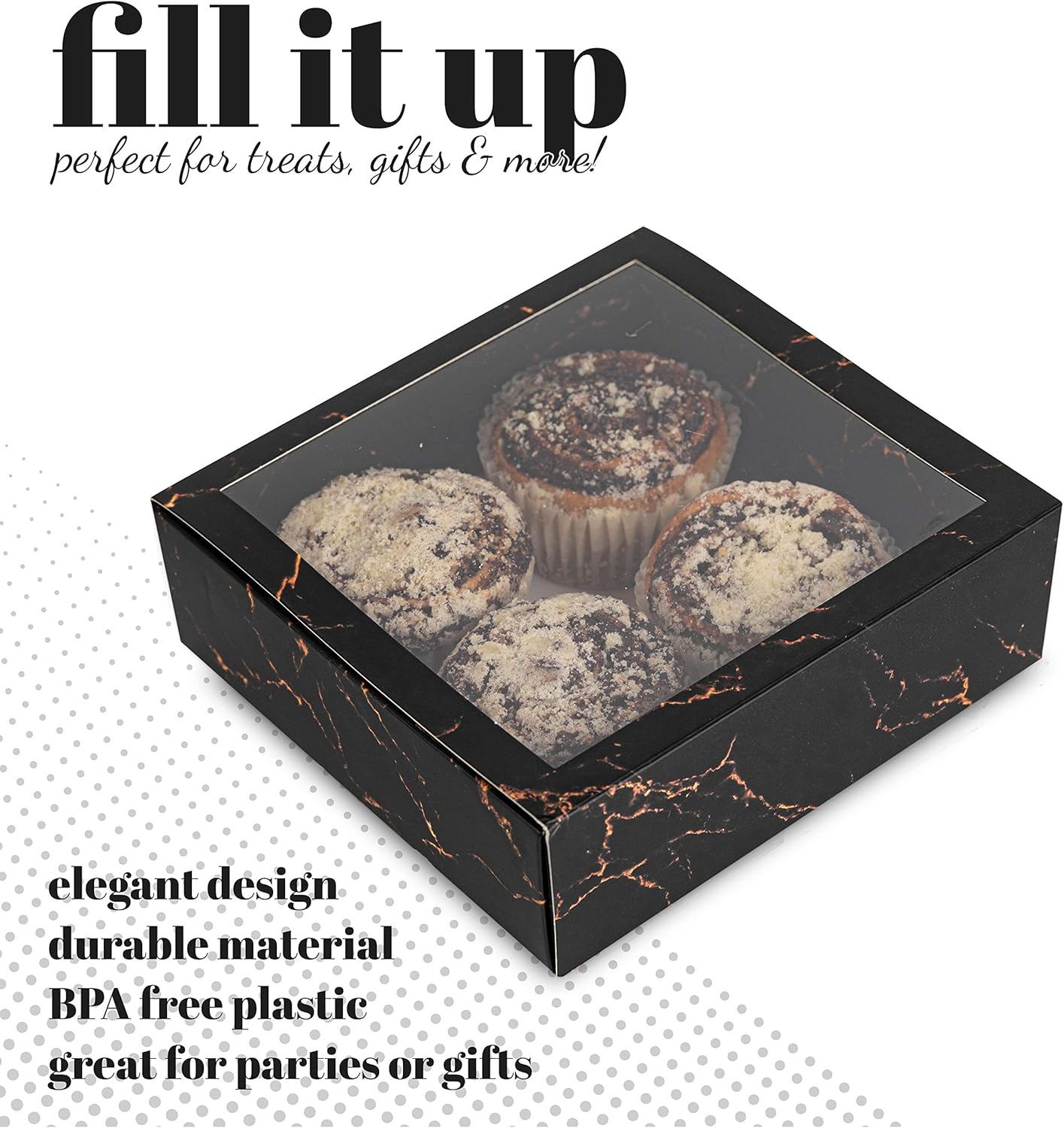 Hammont Clear Window Gift Boxes 6 Pack Square 6x6x2 Inch