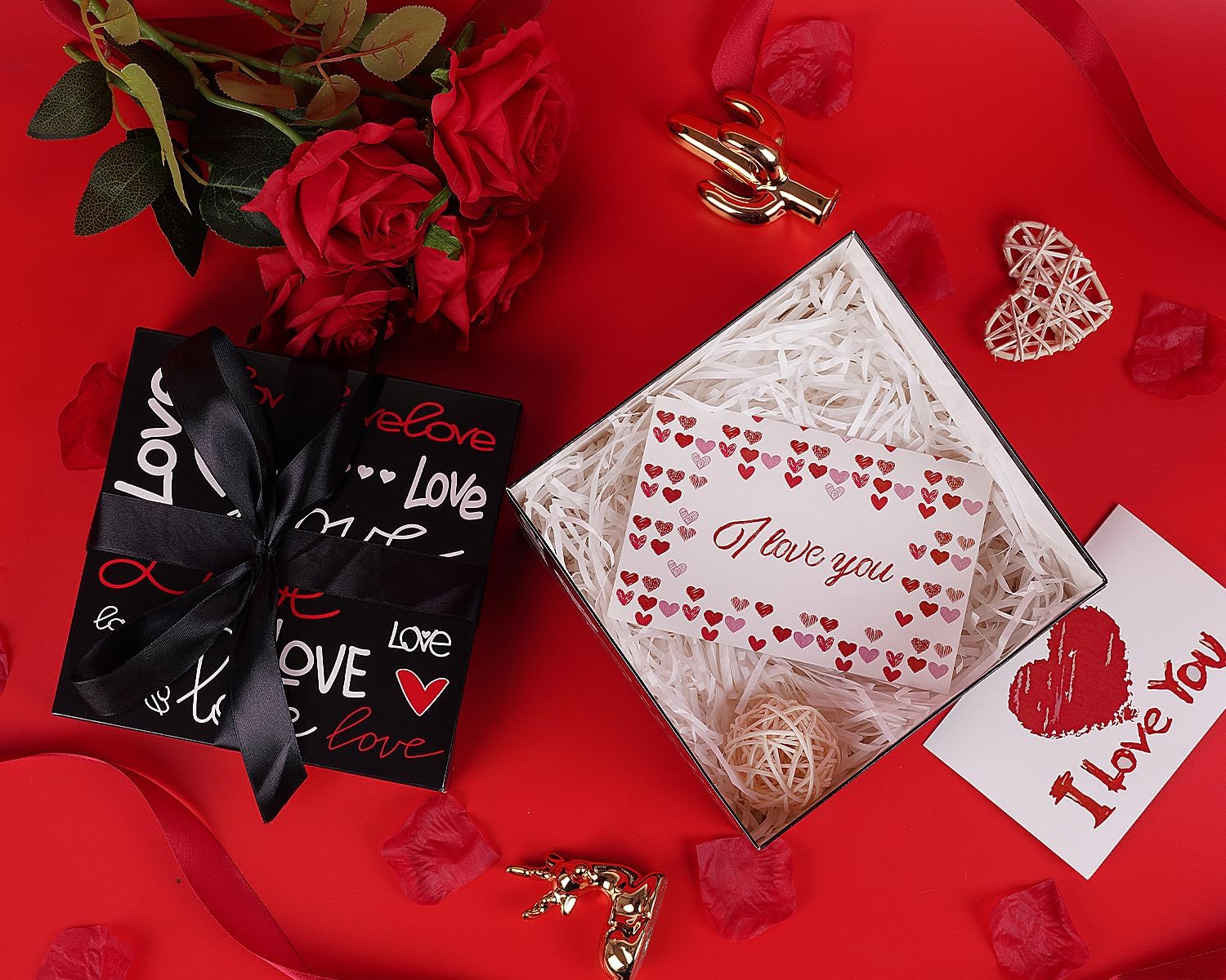 Jaywayang 5 Pack Valentine Gift Boxes with Lids and Ribbons