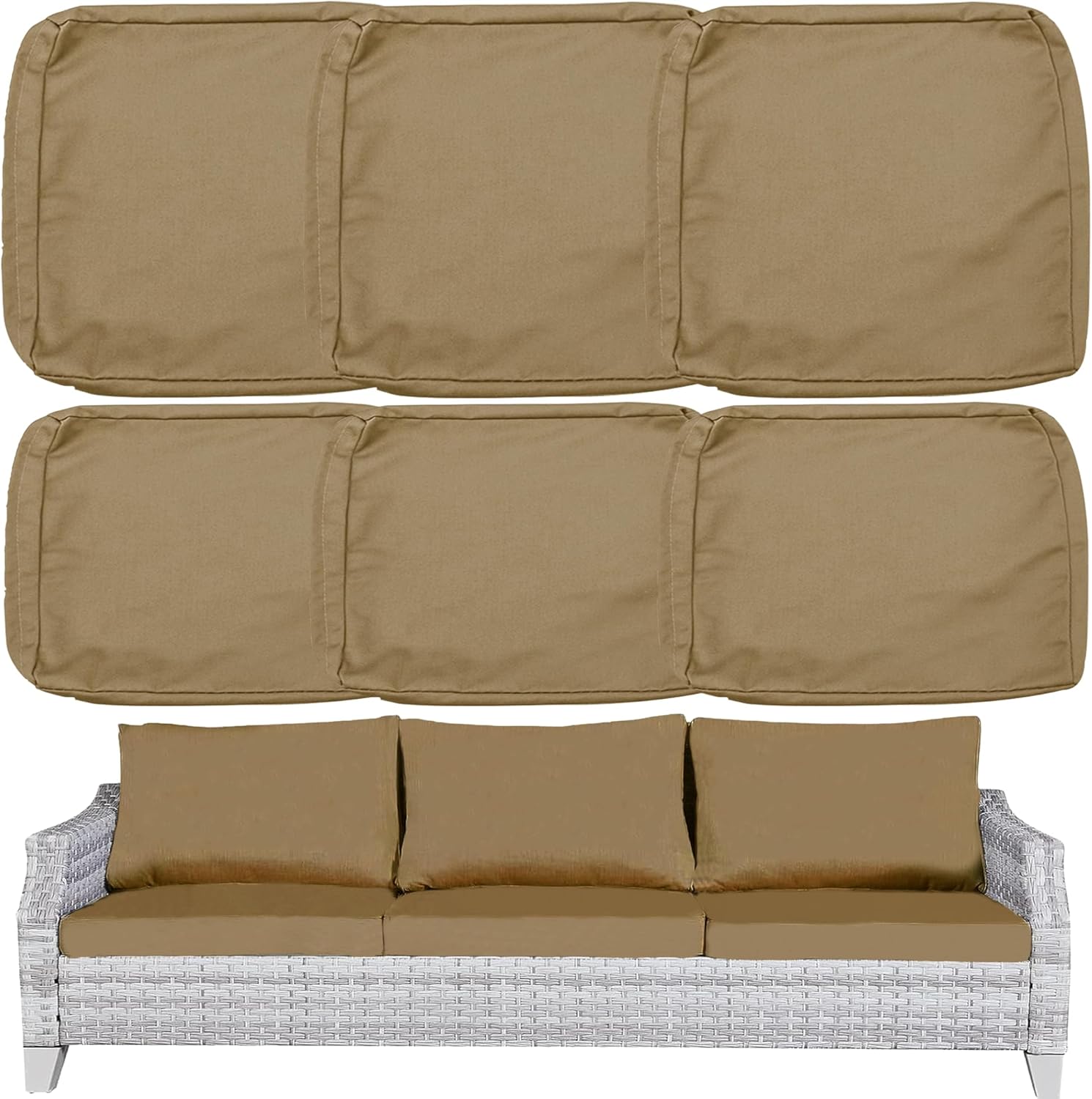 Sqodok 6PCS Outdoor Cushion Slipcovers Camel