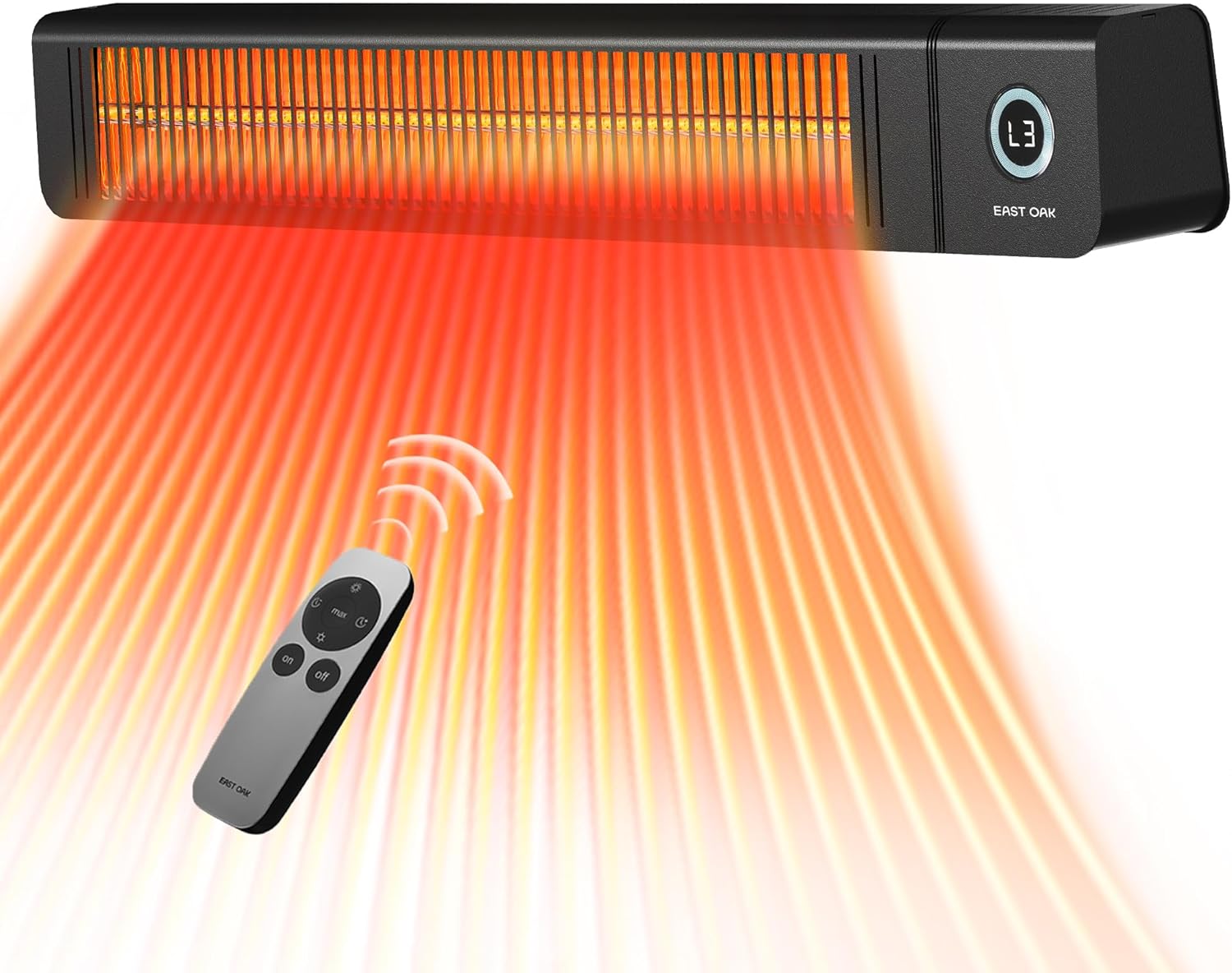 EAST OAK 3000W Wall Mounted Electric Patio Heater with IP65 Waterproof Remote Control