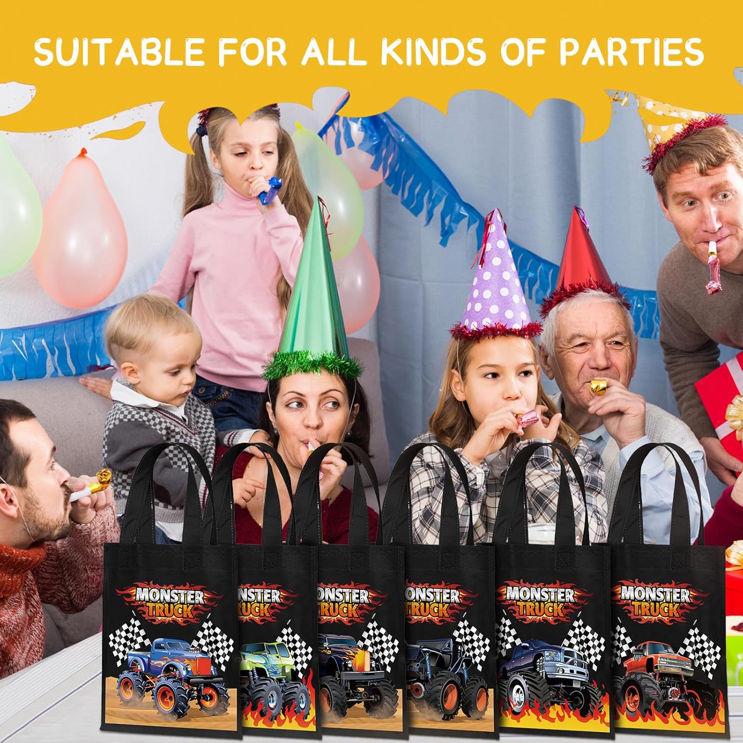 Ferraycle Truck Party Favor Bags with Handles 24 Pcs