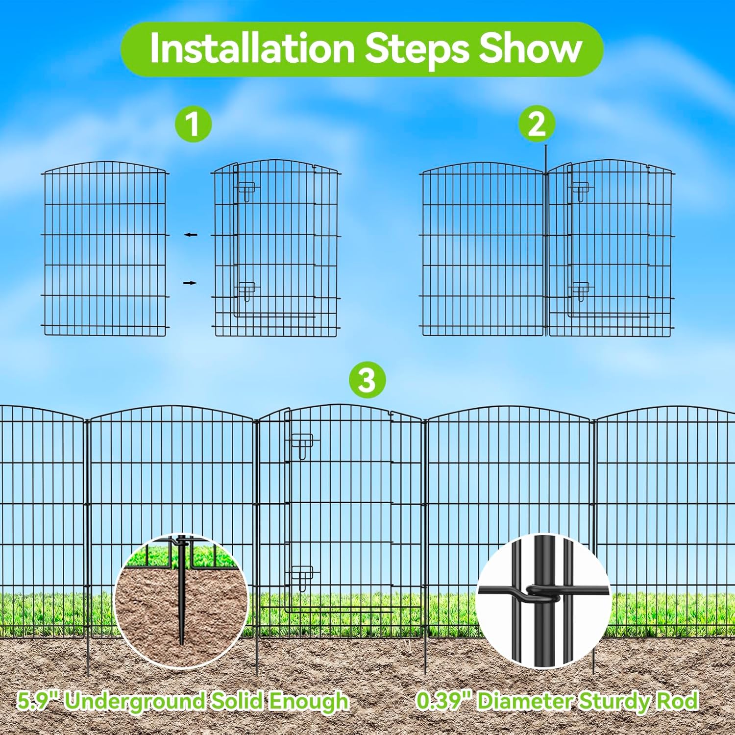 INJOPEXI Decorative Garden Fence 26ft x 36in