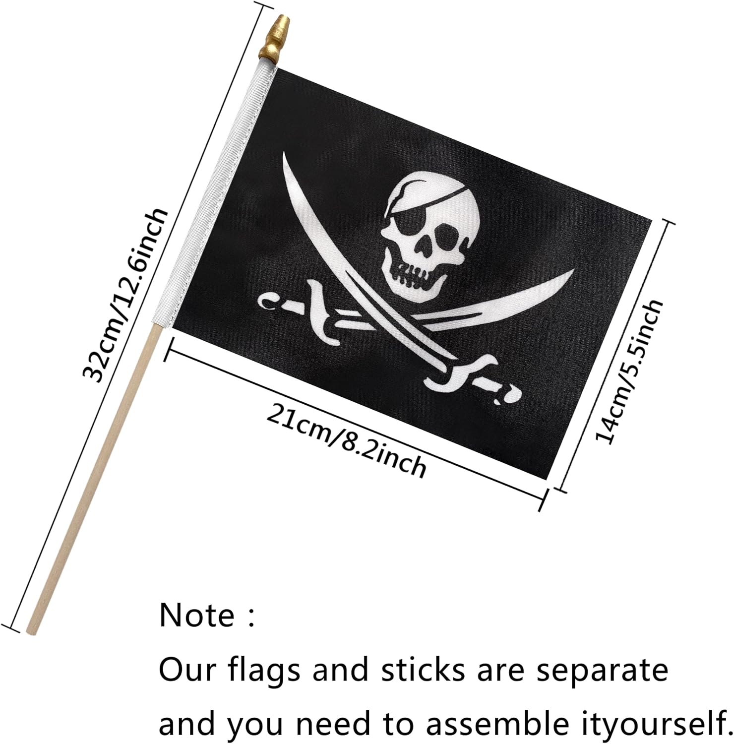 TSMD Pirate Jack Rackham Flag 5x8 Inch 12 Pack