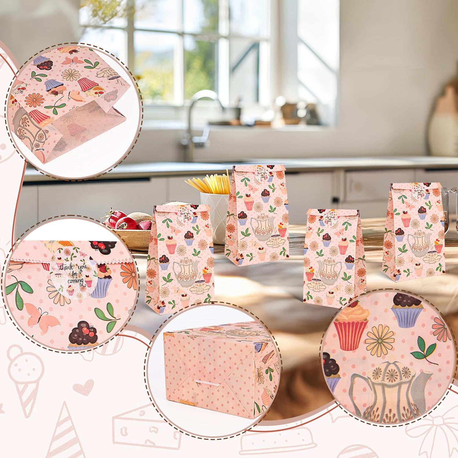 VGOODALL 24PCS Tea Party Favor Bags