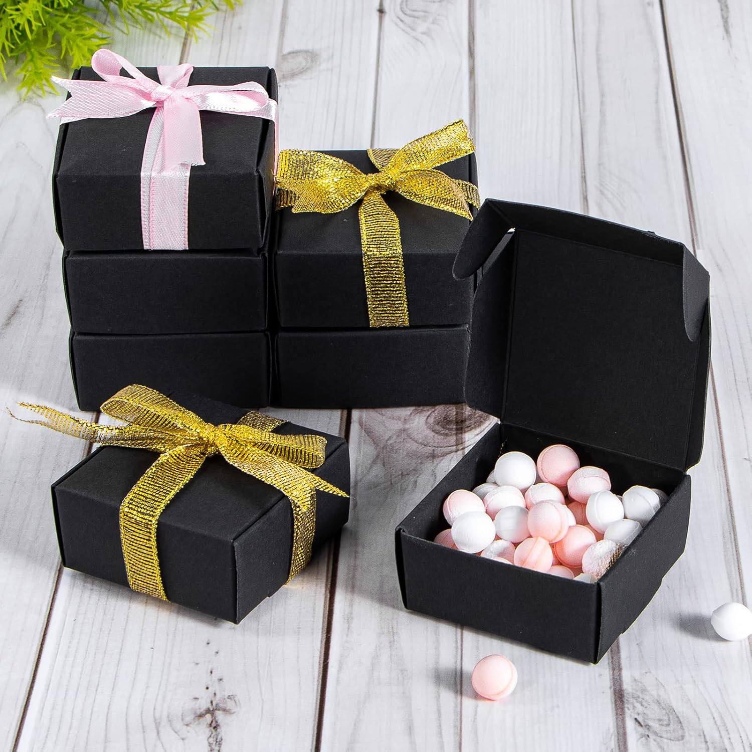 Nignya 100 Pcs Black Mini Gift Boxes Square Kraft Paper Favor Boxes