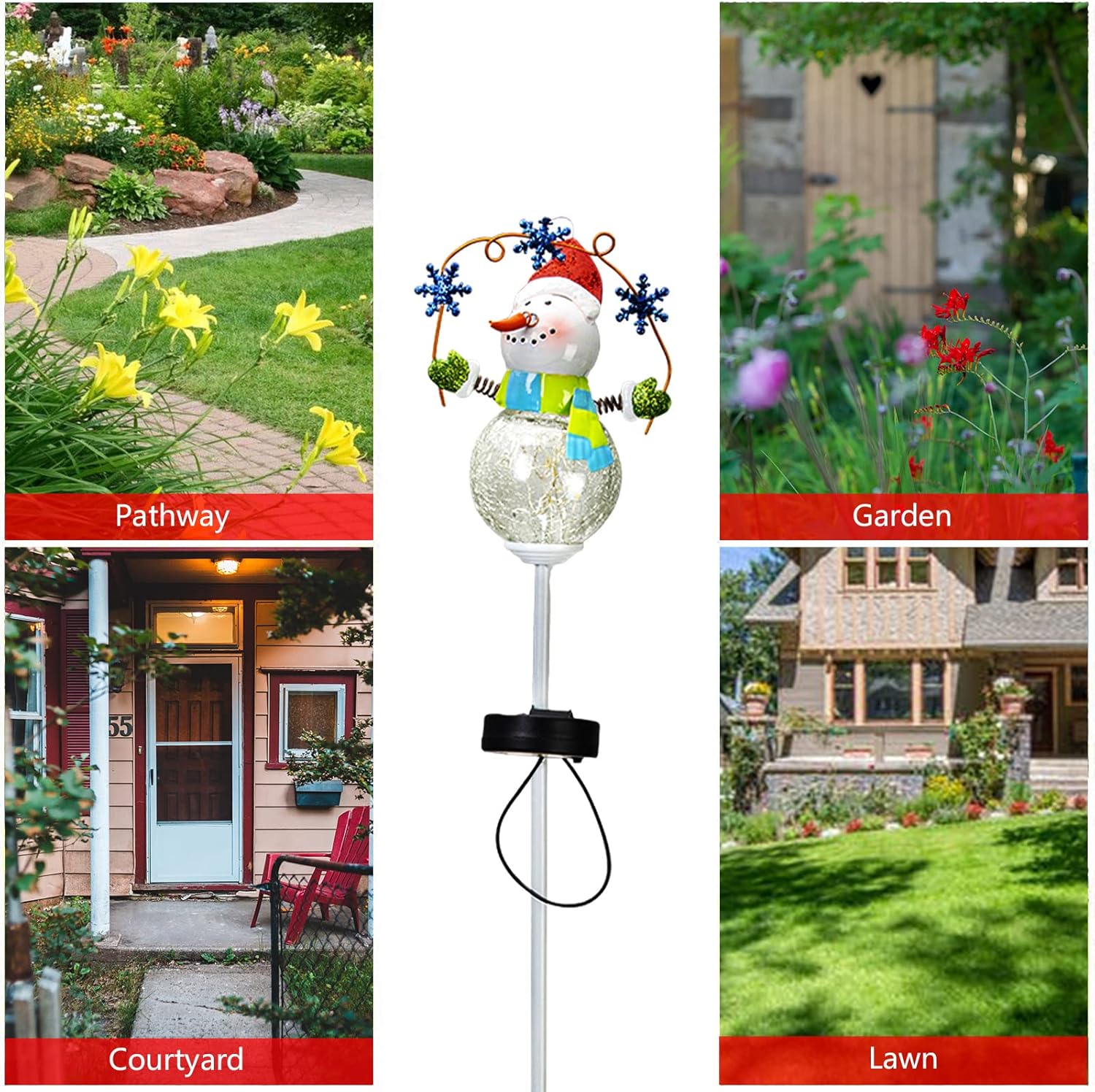 Christmas Snowman Solar Pathway Lights Outdoor Decoration
