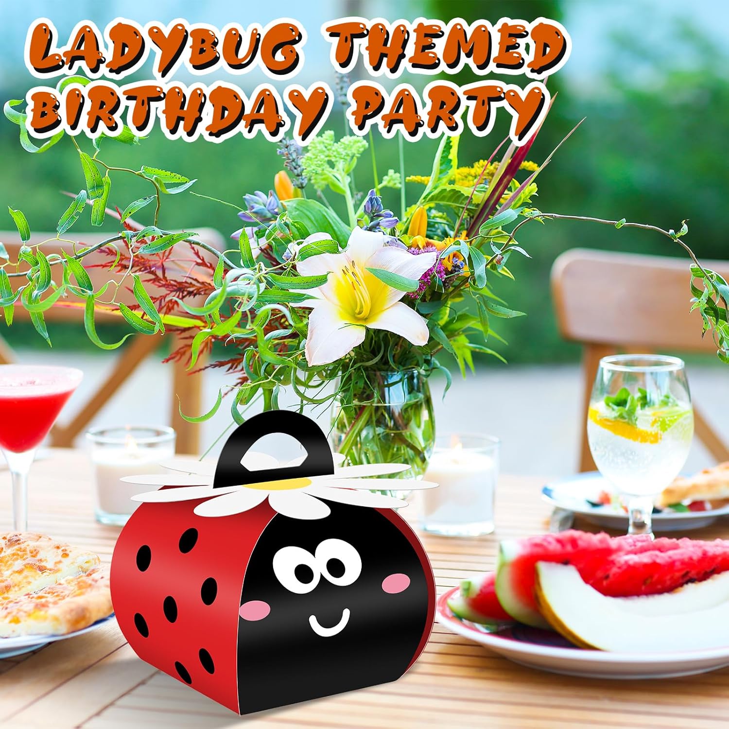 Humyoun 36 Pcs Ladybug Gift Boxes Party Favor Treat Bags