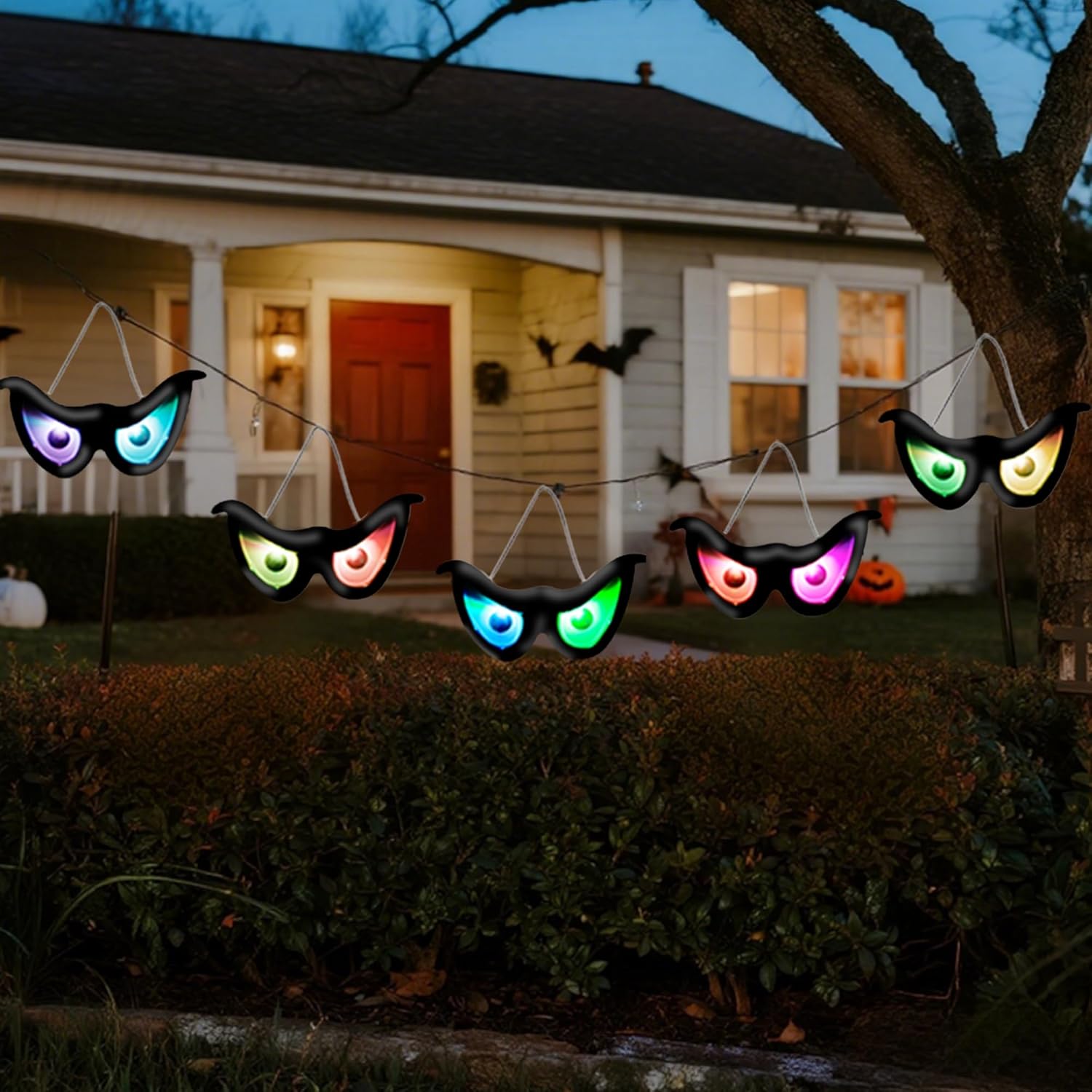 YOFIT 65ft Halloween LED Eye String Lights with Timer and Battery Box