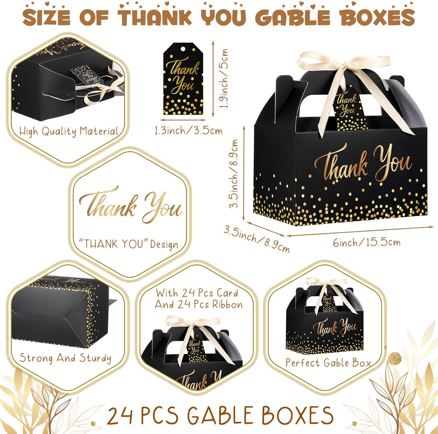 Qilery 24 Thank You Treat Boxes with Card and Ribbon 1