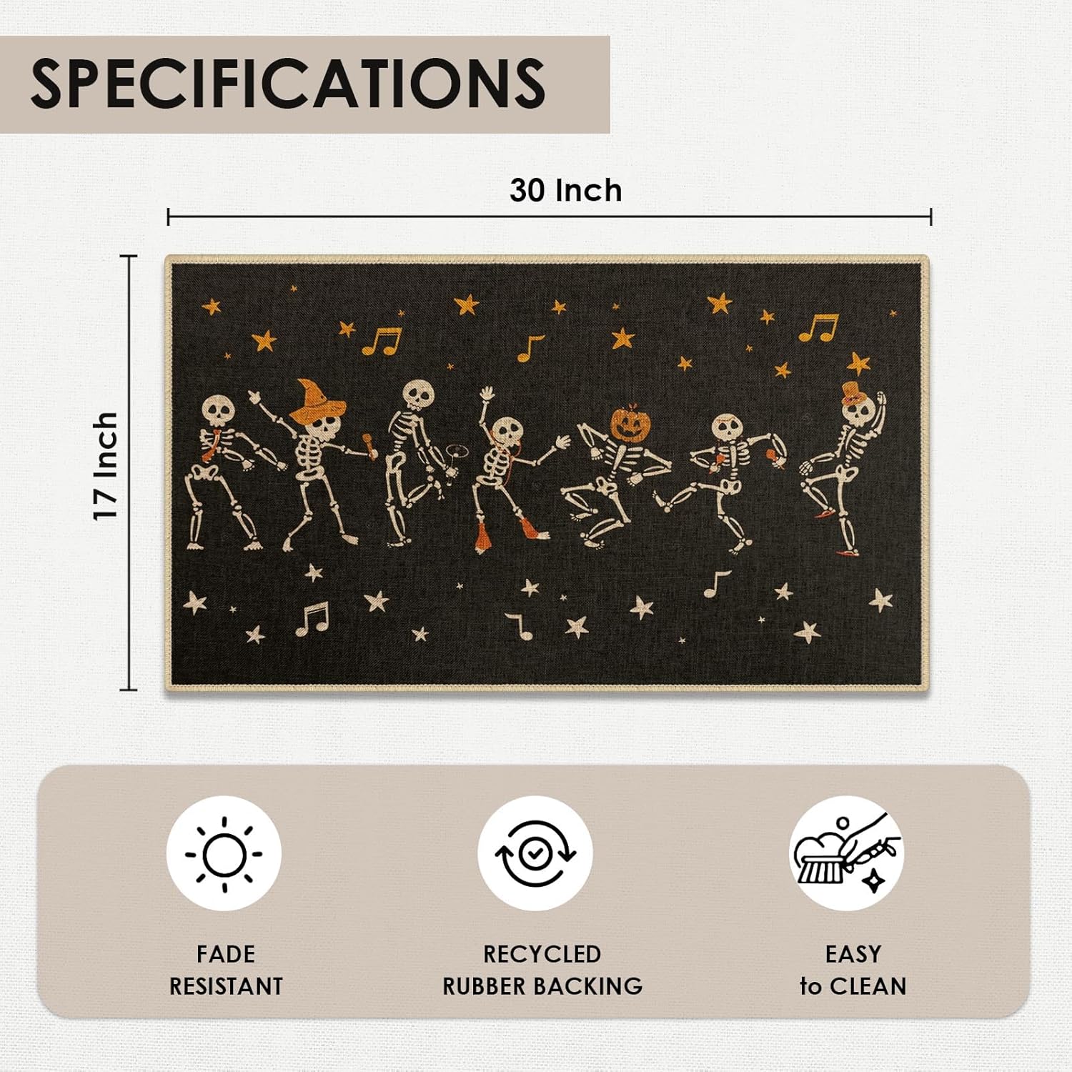 Arttown Halloween Door Mat with Skeletons Design