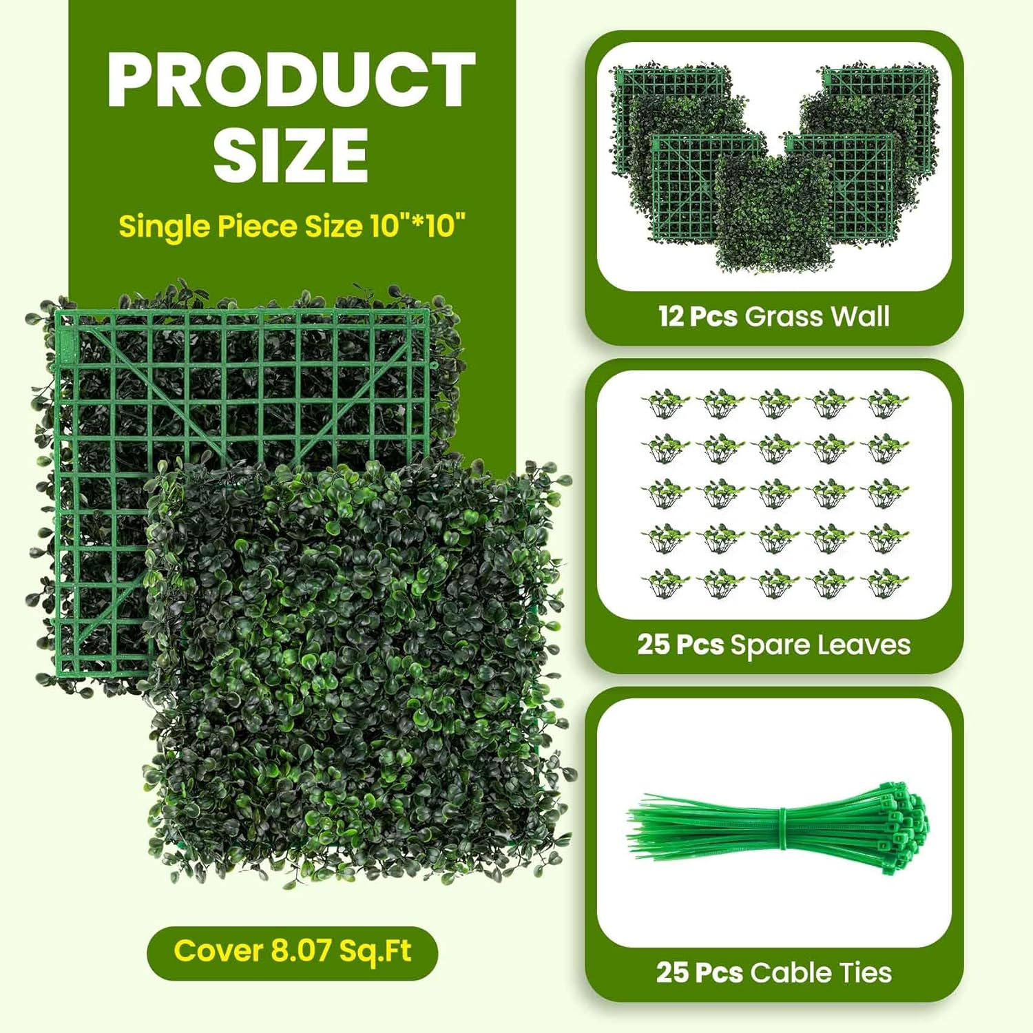 KASZOO Artificial Boxwood Hedge Wall Panels 12 Pack