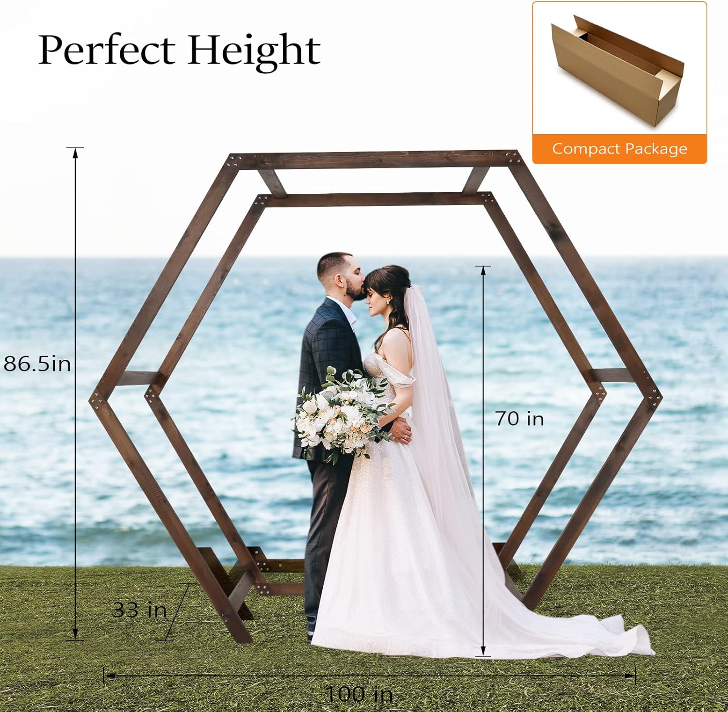 VINGLI Wooden Wedding 7FT Arbor for Ceremony