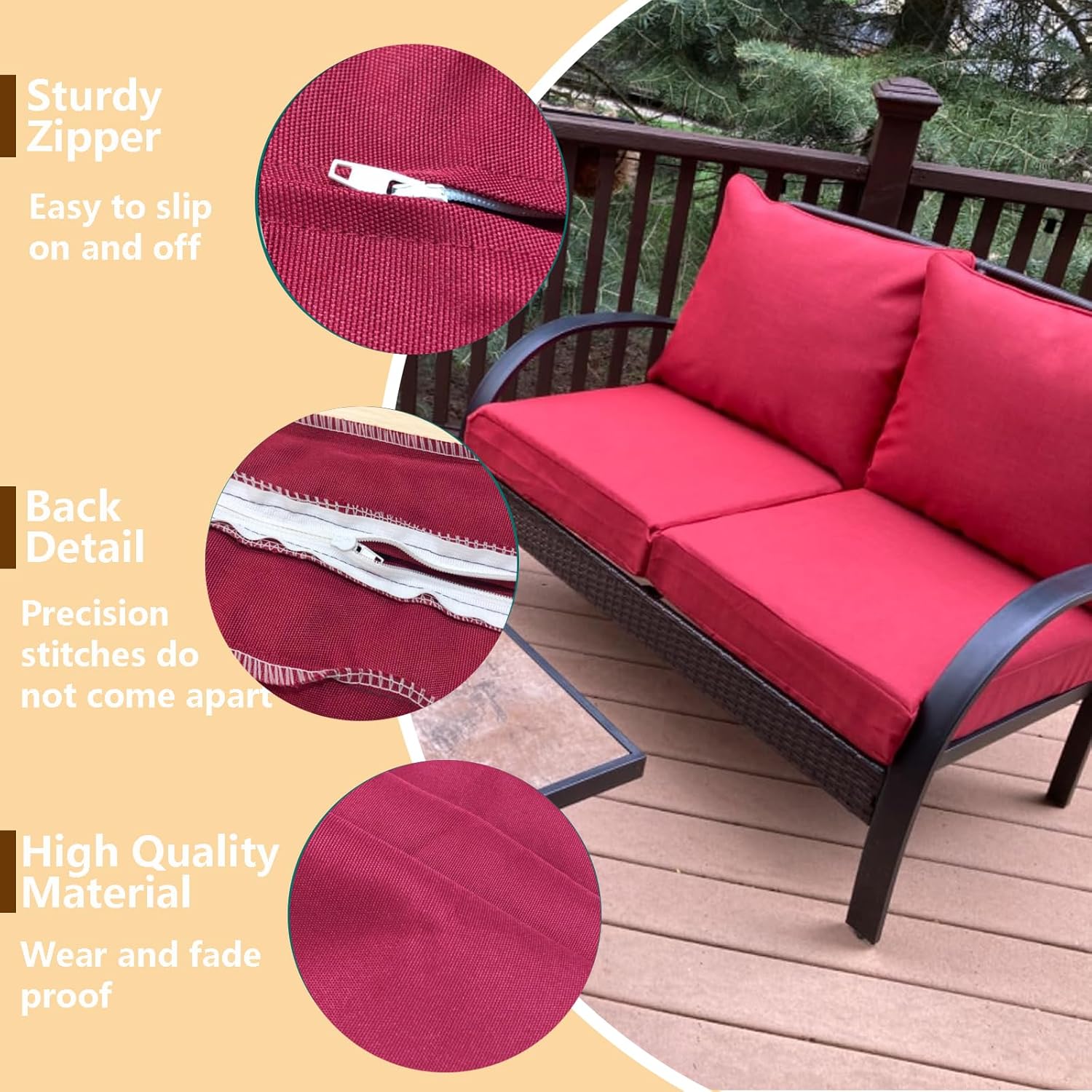 Oslimea 4 Pack Outdoor Cushion Covers Red