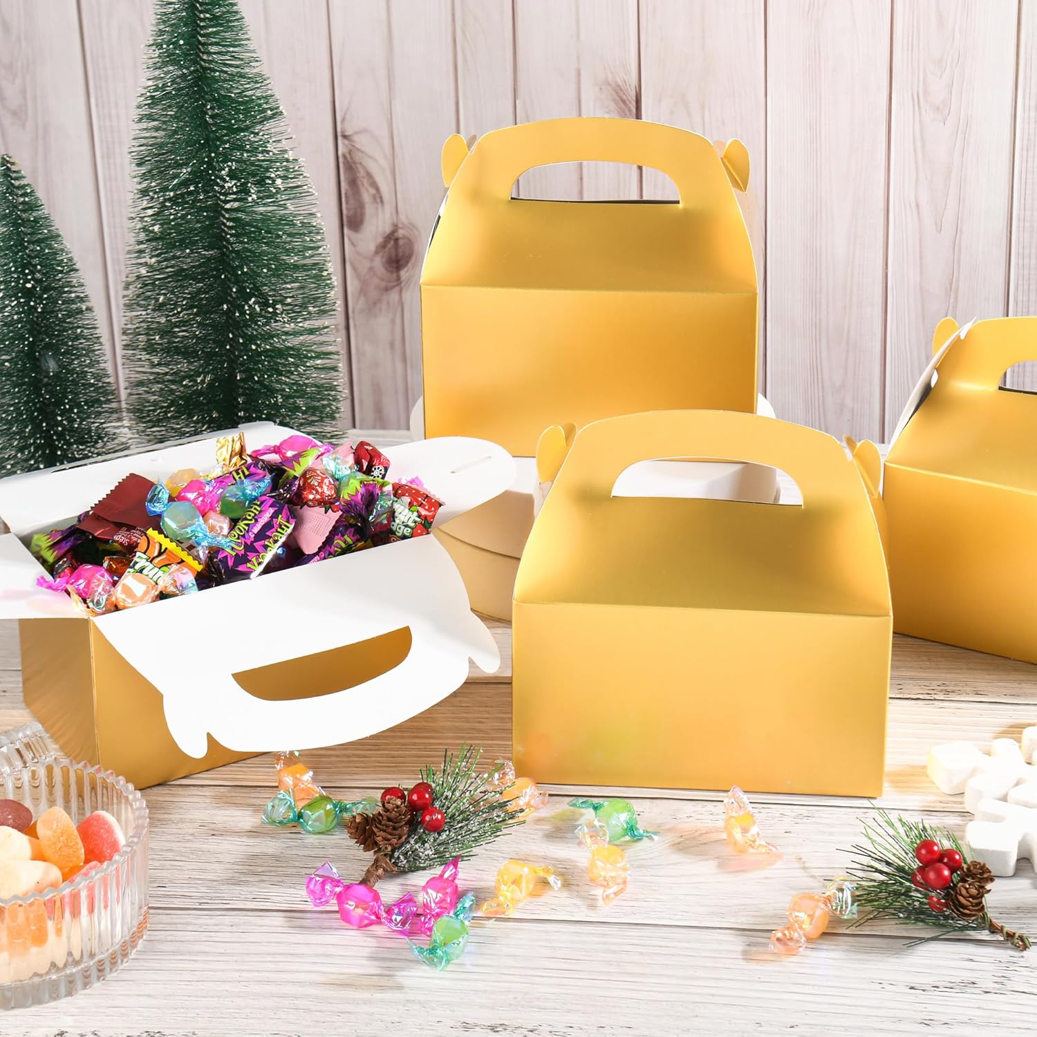 DjinnGlory 36 Pack Metallic Gold Party Favor Boxes